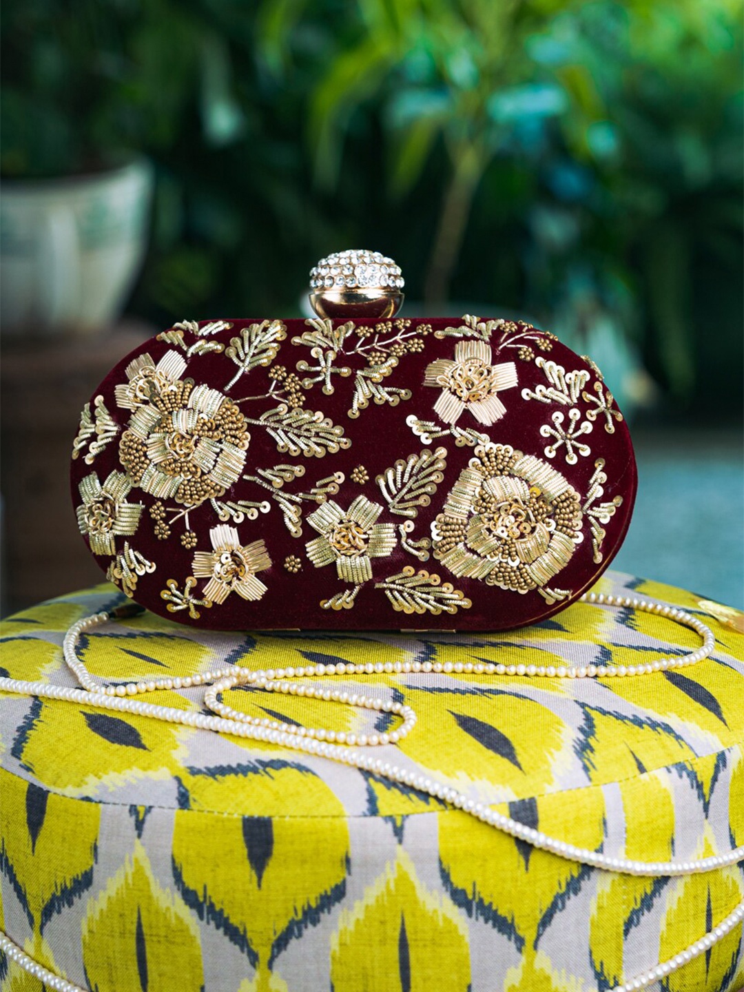 

Anouk Embroidered Box Clutch, Maroon