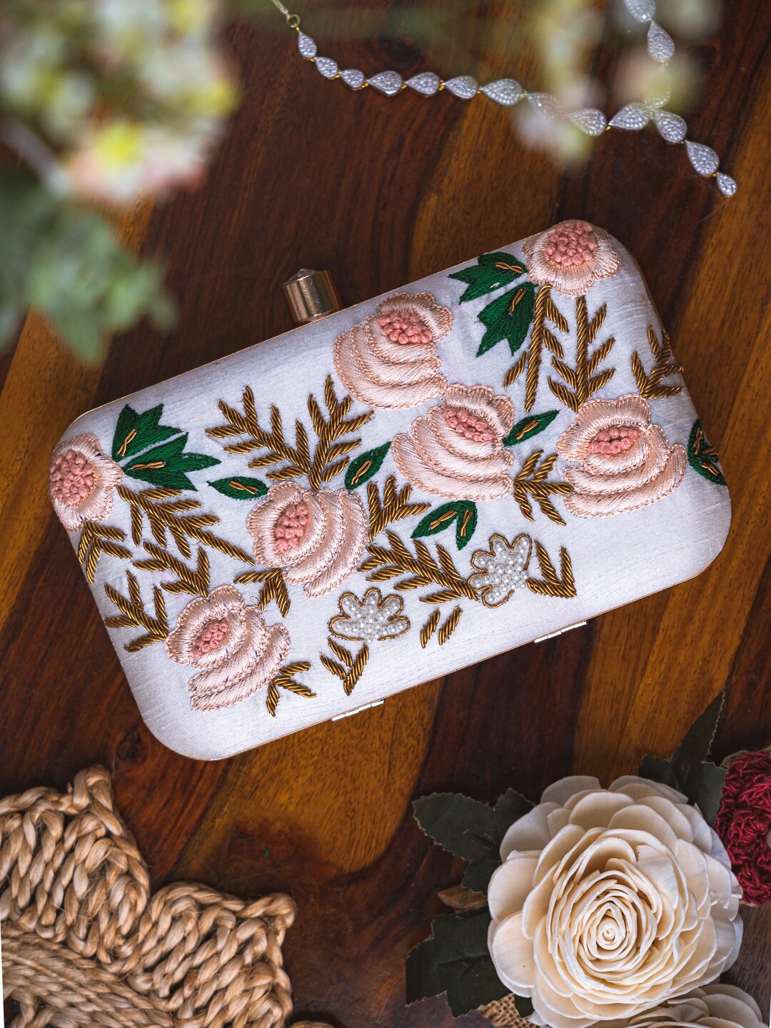 

Anouk Embellished Box Clutch, White