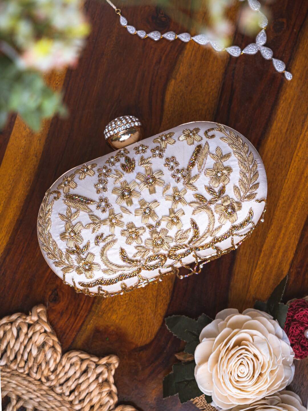 

Anouk Embellished Box Clutch, White