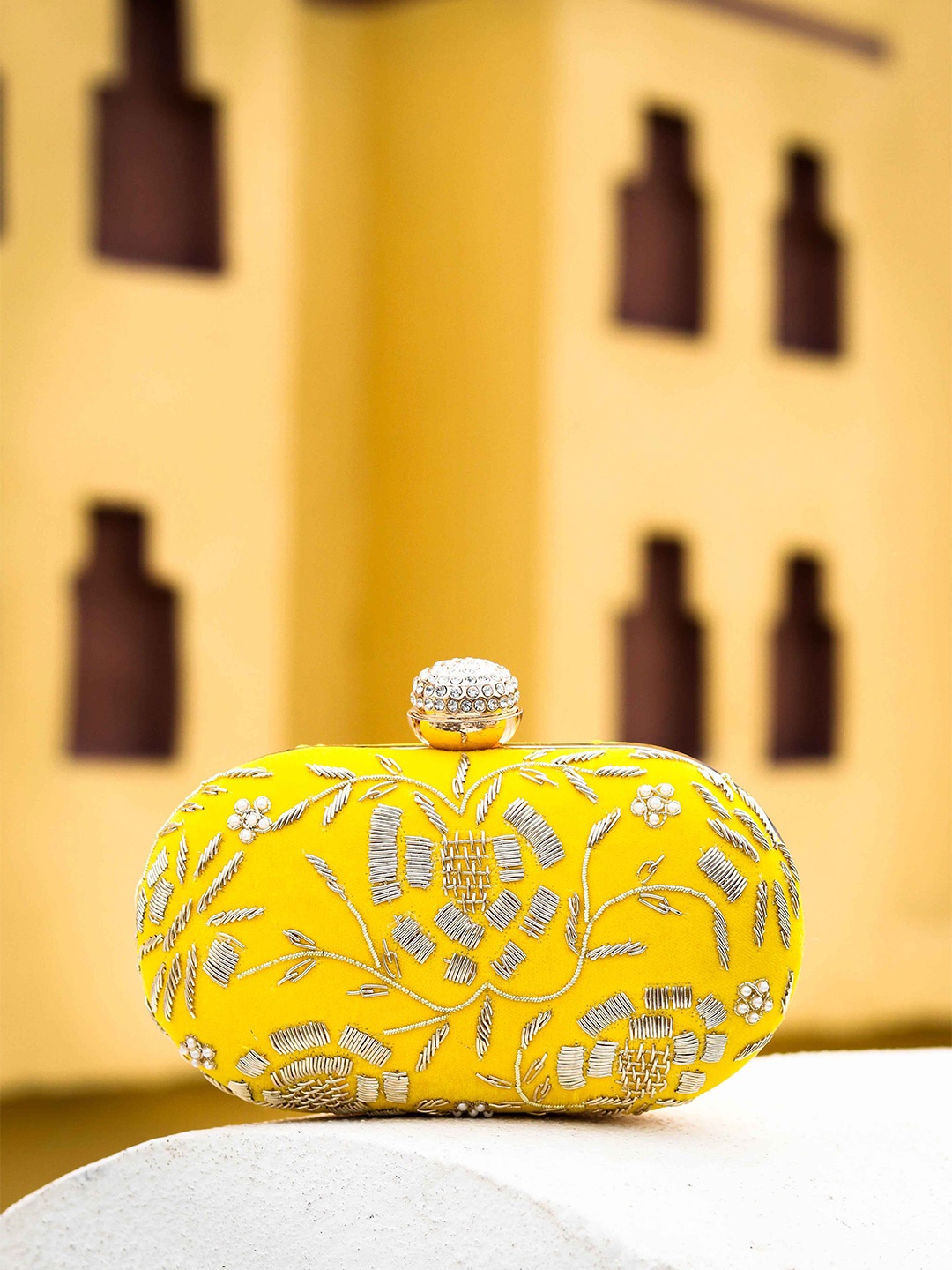 

Anouk Embellished Box Clutch, Yellow