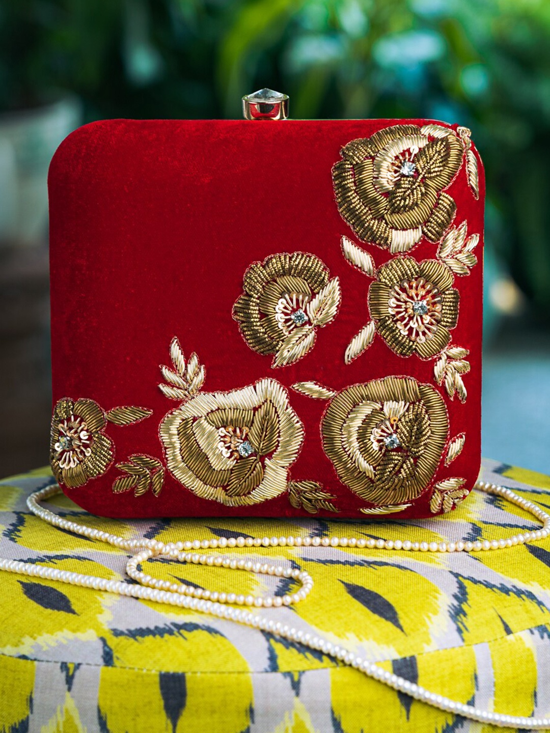 

Anouk Embellished Box Clutch, Maroon