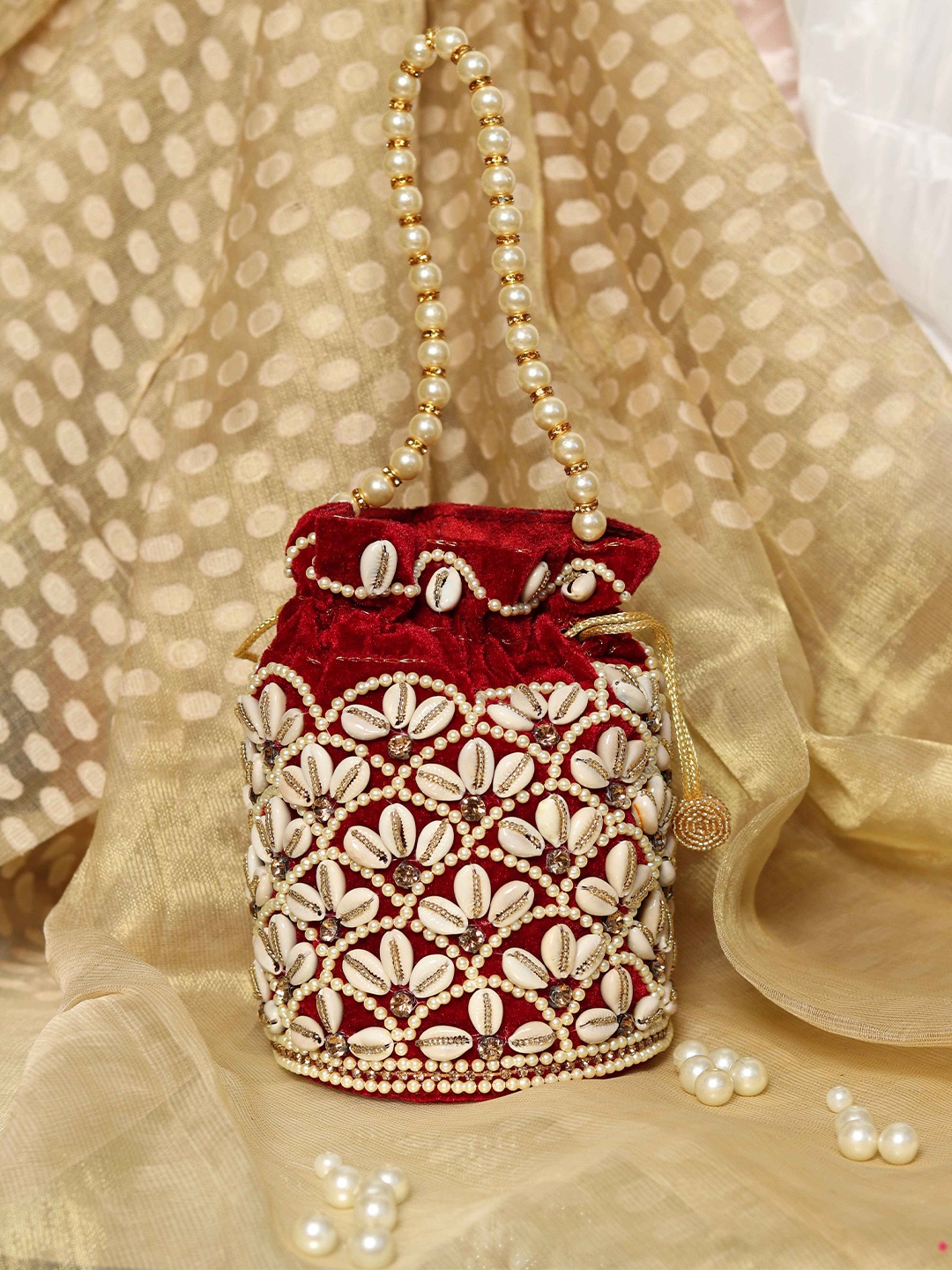 

Anouk Embroidered Potli Clutch, Maroon