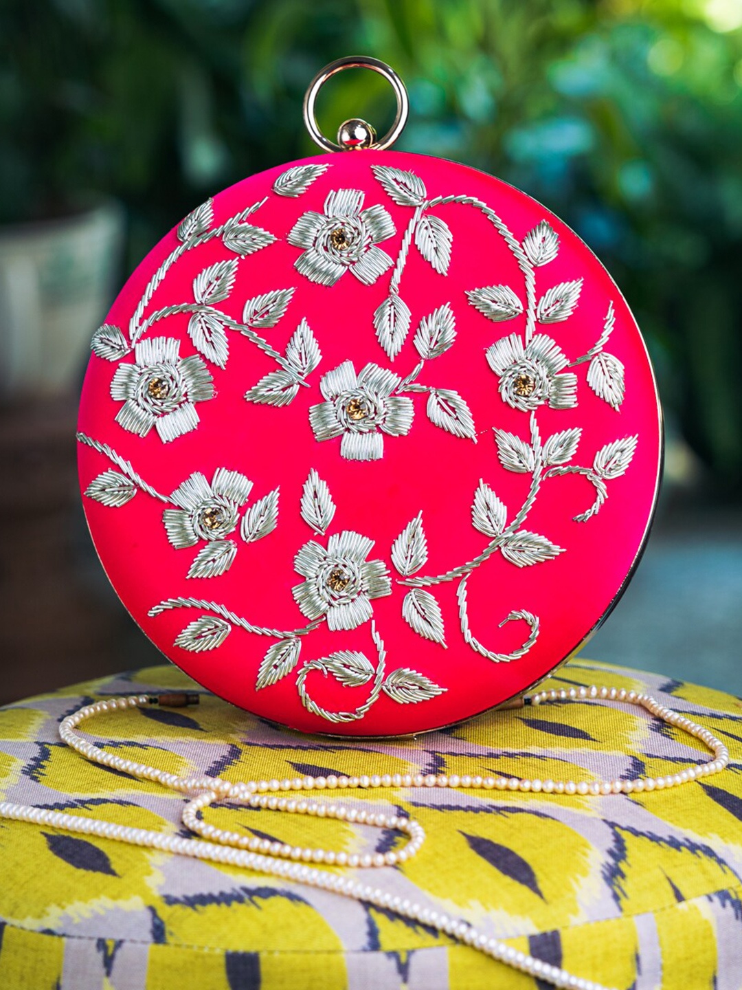 

DressBerry Embroidered Box Clutch, Fuchsia