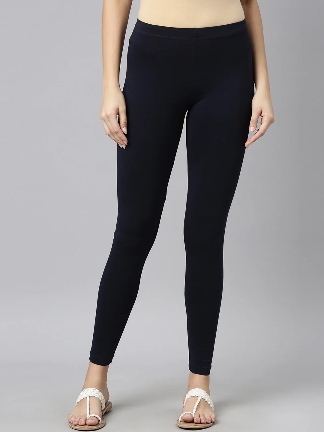 

SANADO Mid Rise Ankle Length Leggings, Navy blue