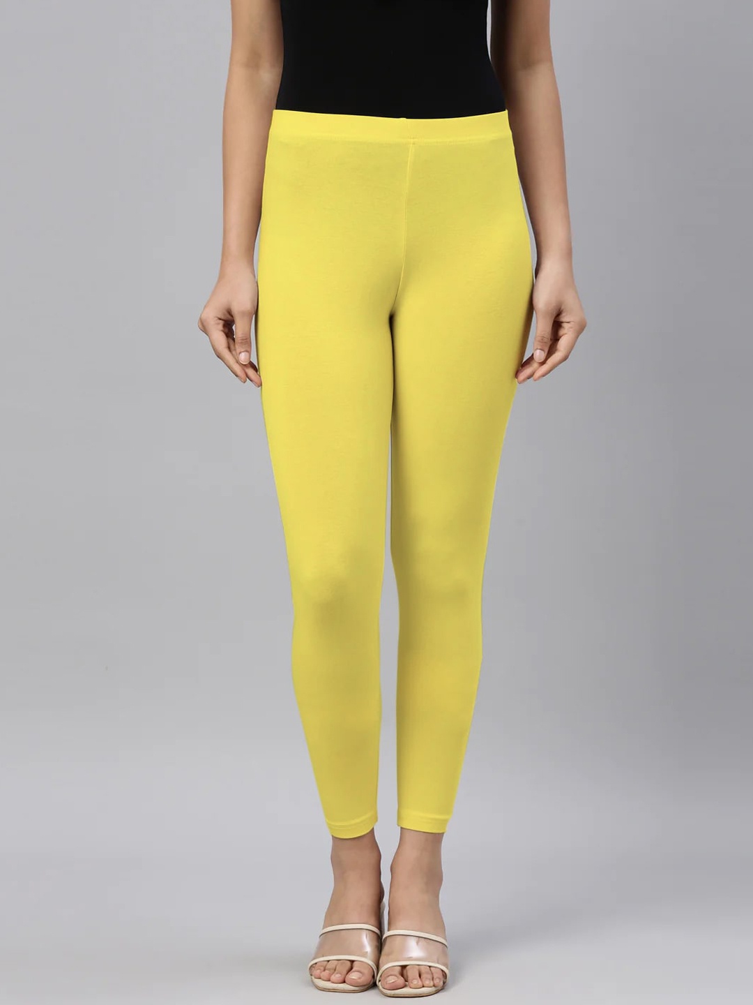 

SANADO Ankle Length Cotton Leggings, Yellow