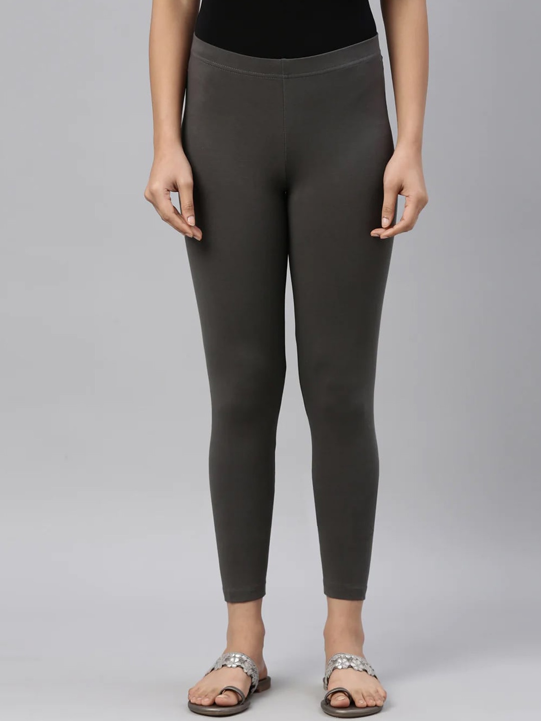 

SANADO Ankle Length Cotton Leggings, Grey