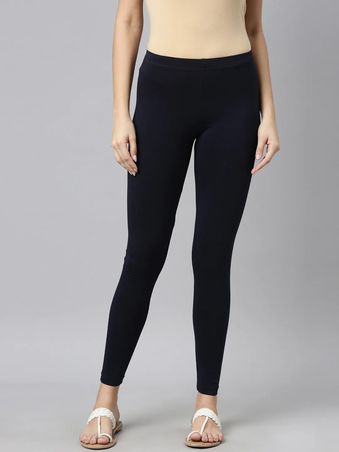 

SANADO Mid Rise Ankle Length Leggings, Navy blue
