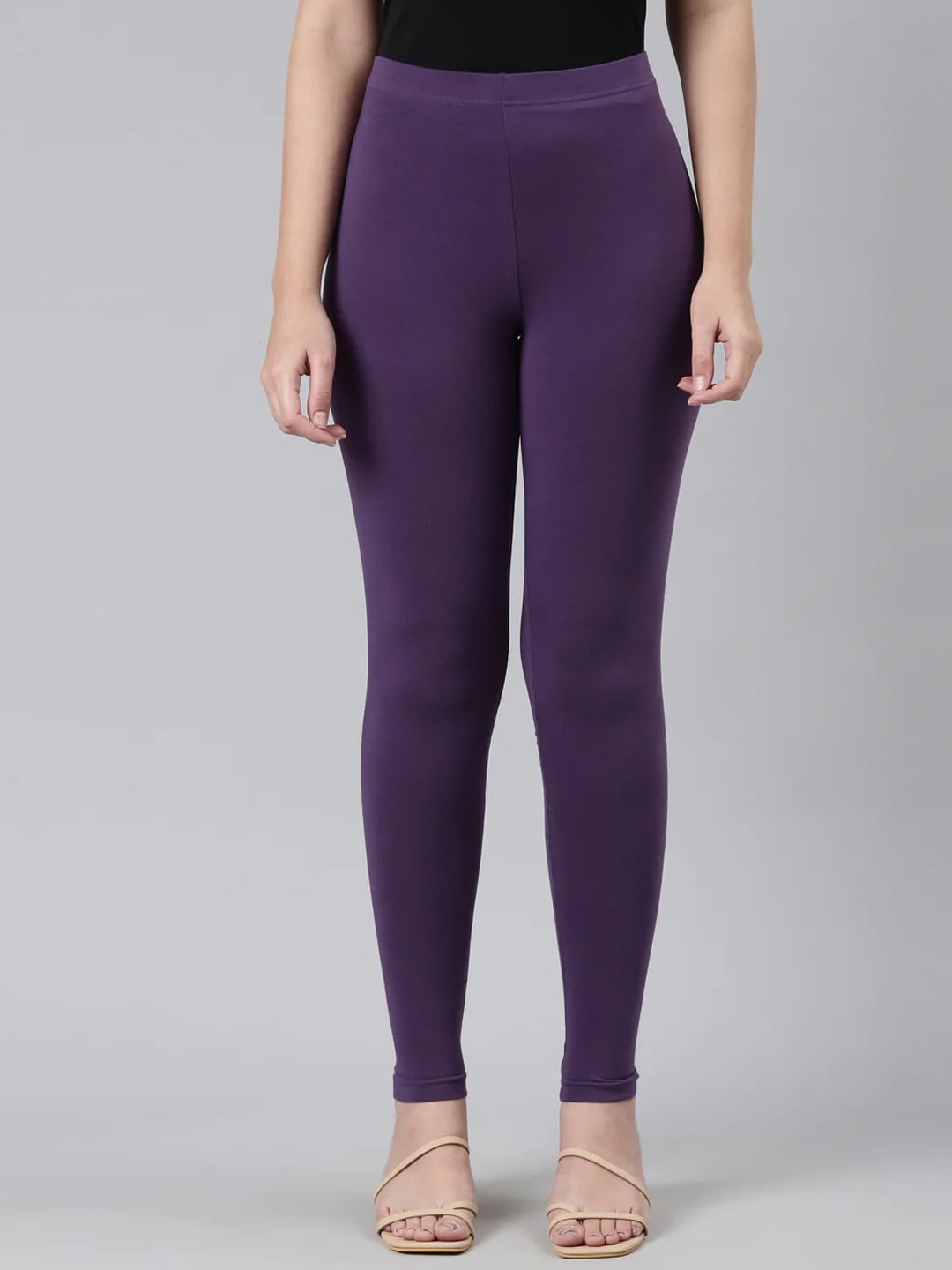 

SANADO Mid-Rise Ankle-Length Cotton Leggings, Purple