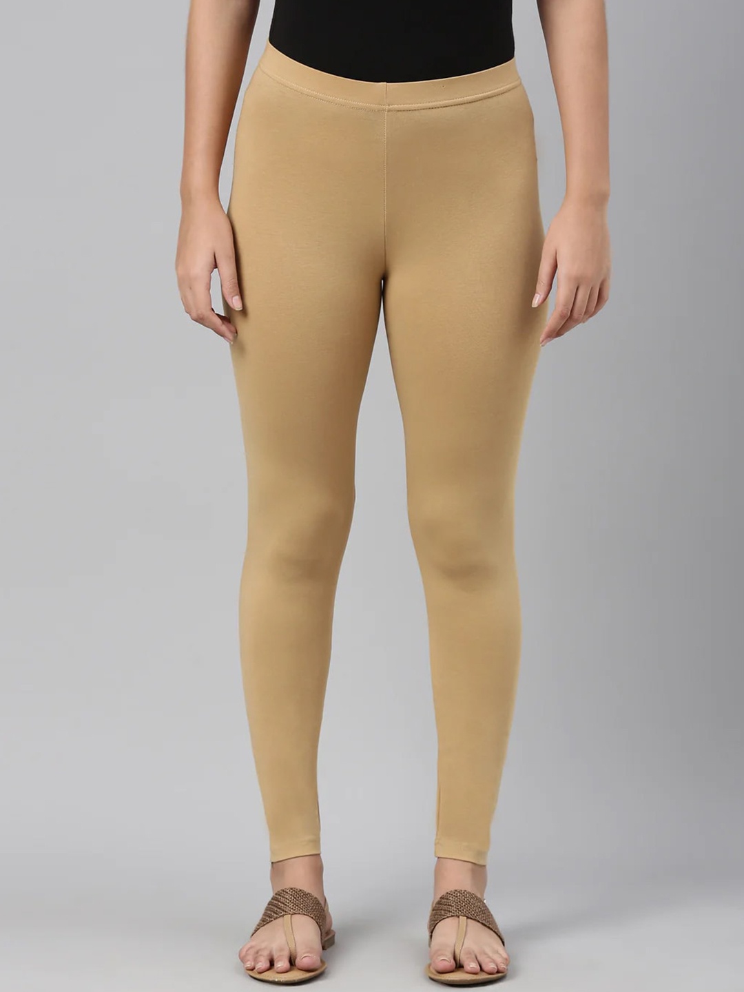 

SANADO Mid-Rise Ankle-Length Leggings, Camel brown