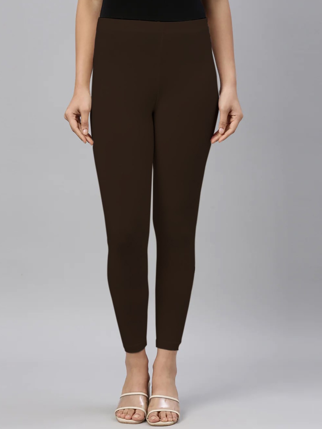 

SANADO Mid-Rise Ankle-Length Leggings, Coffee brown