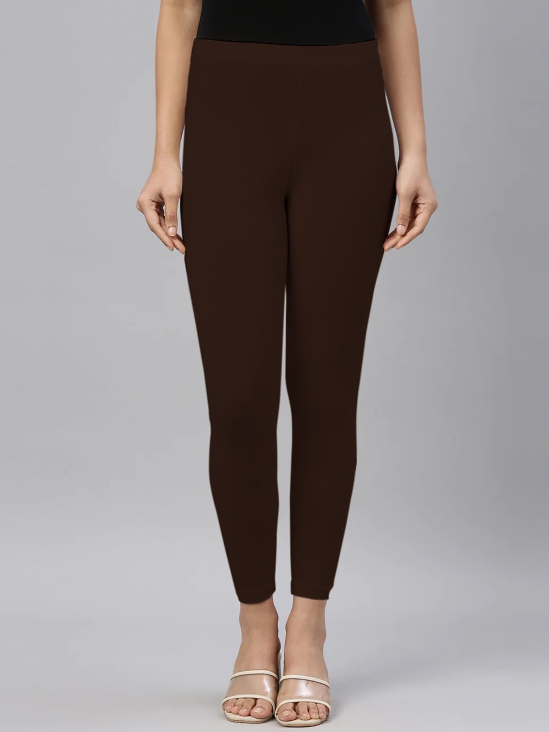 

SANADO Mid-Rise Ankle-Length Leggings, Brown
