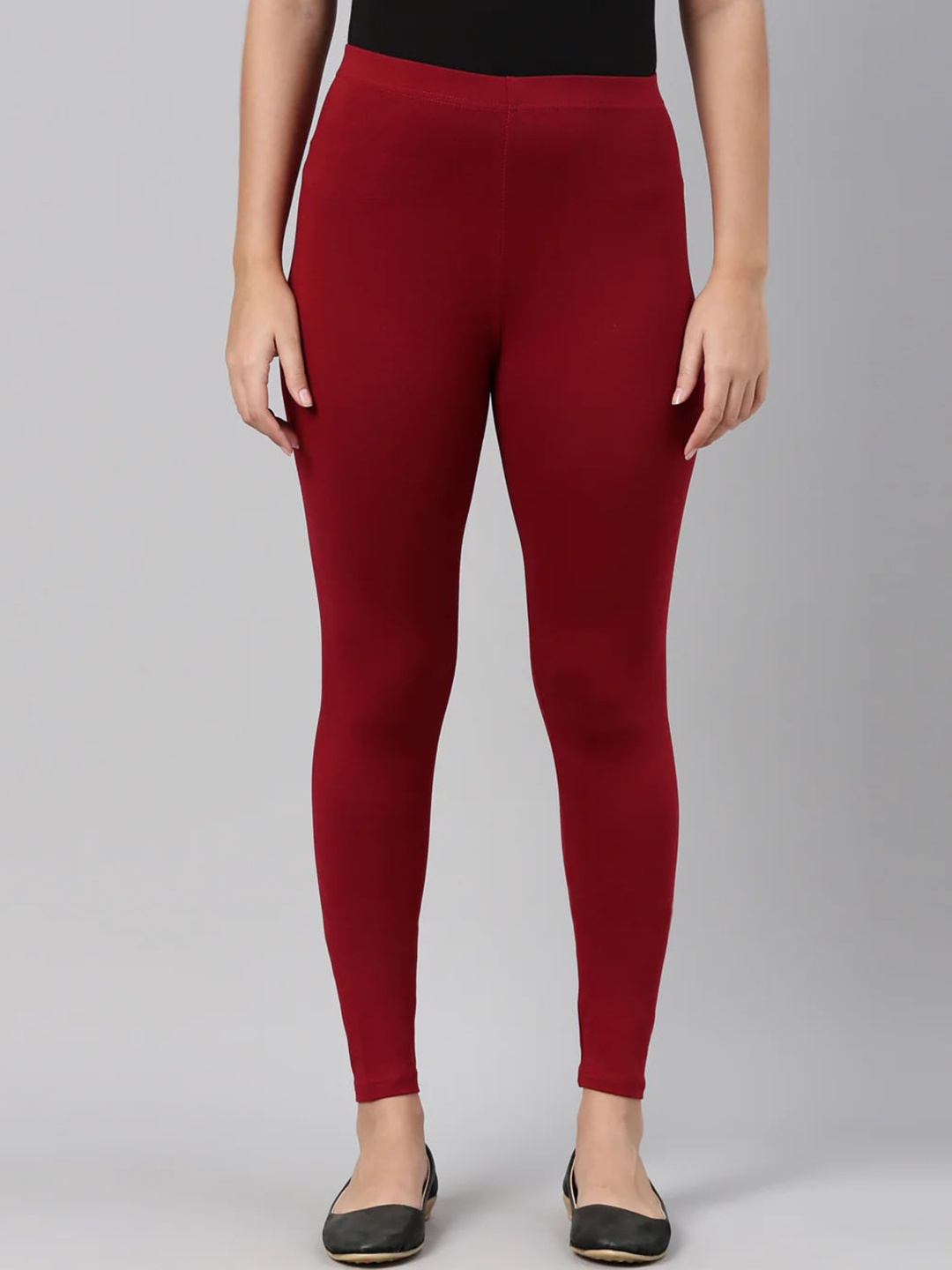 

SANADO Mid Rise Ankle Length Leggings, Red