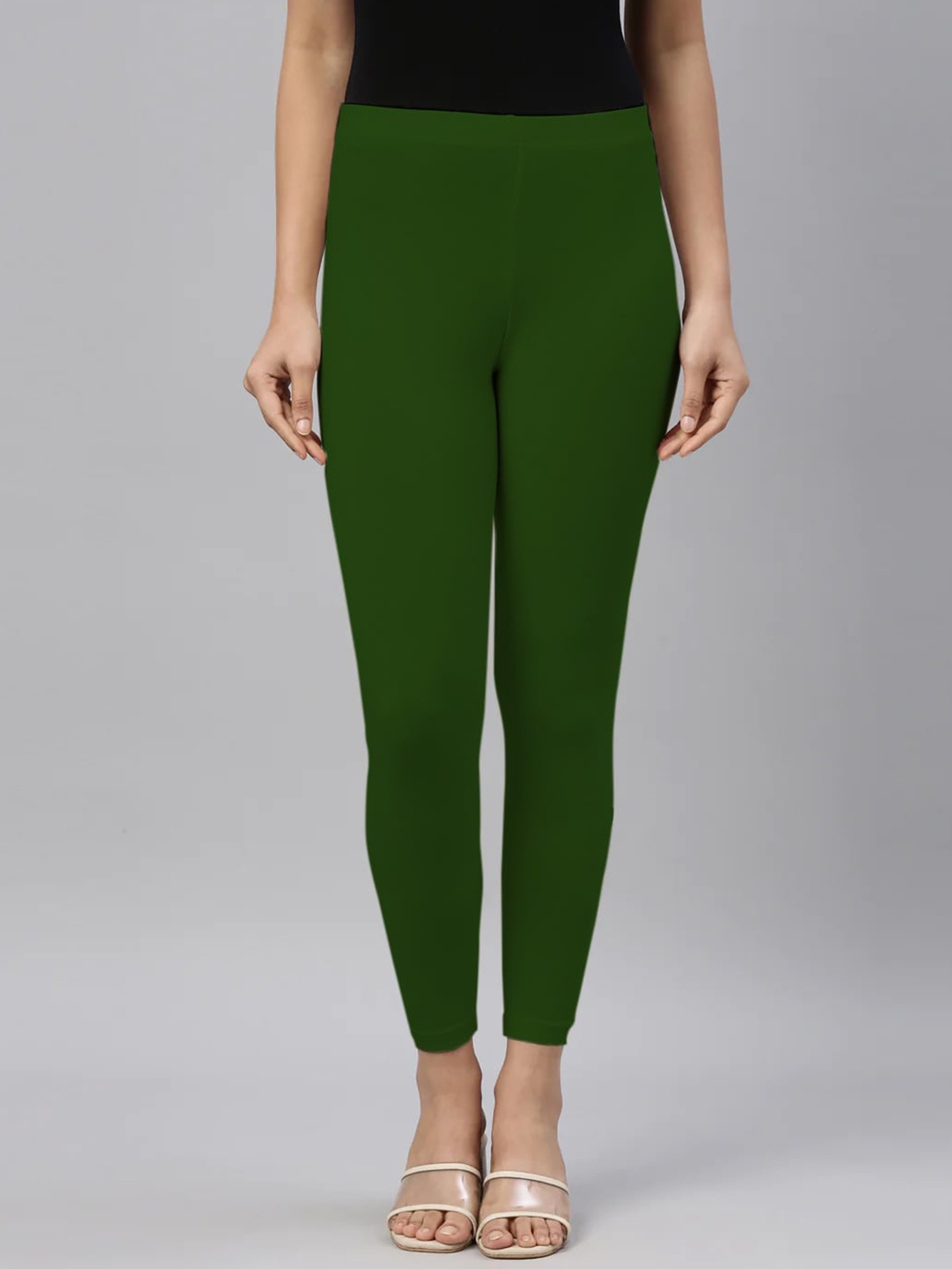 

SANADO Ankle Length Cotton Leggings, Green