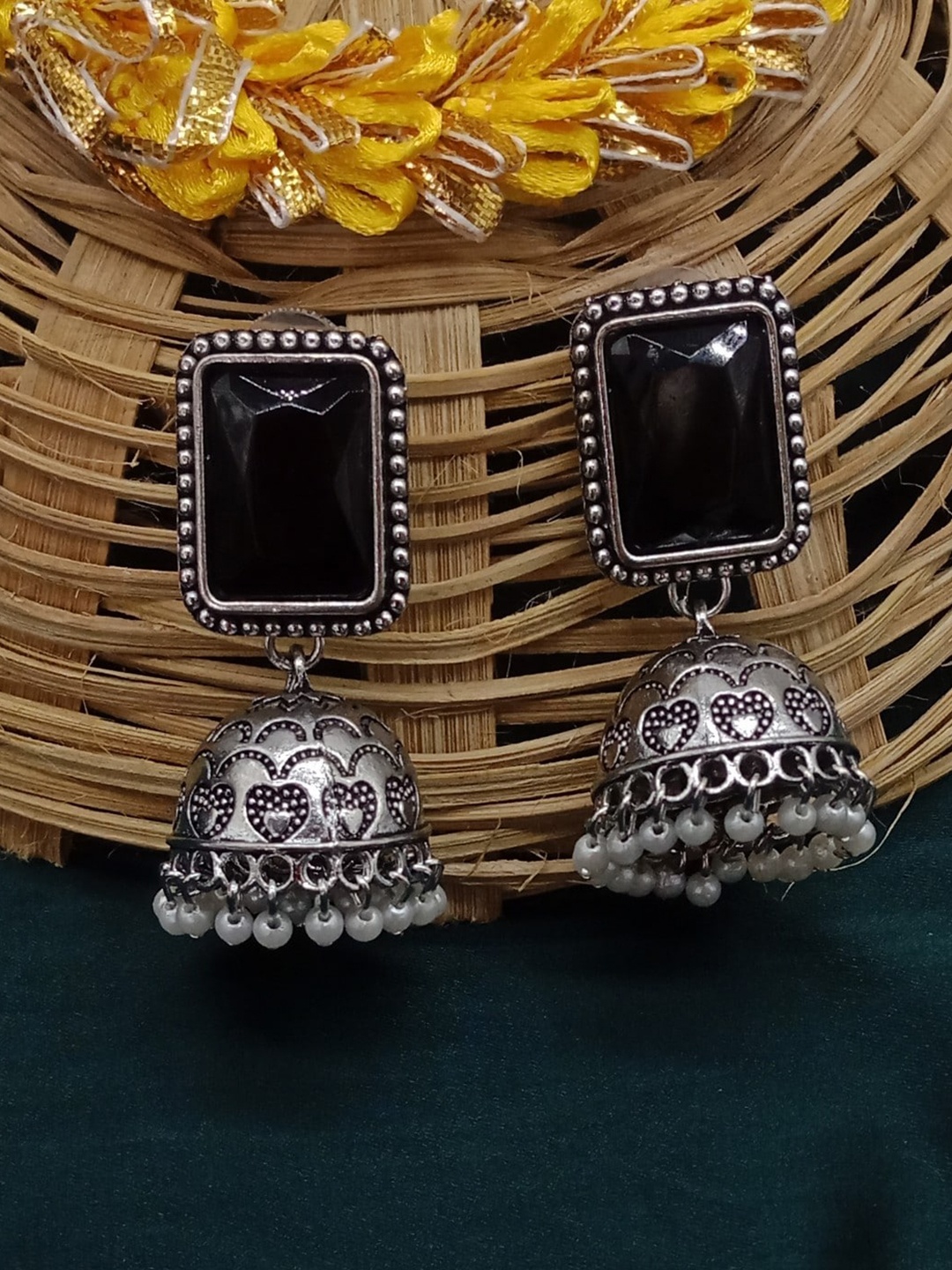 

AASHISH IMITATION Black Contemporary Jhumkas Earrings