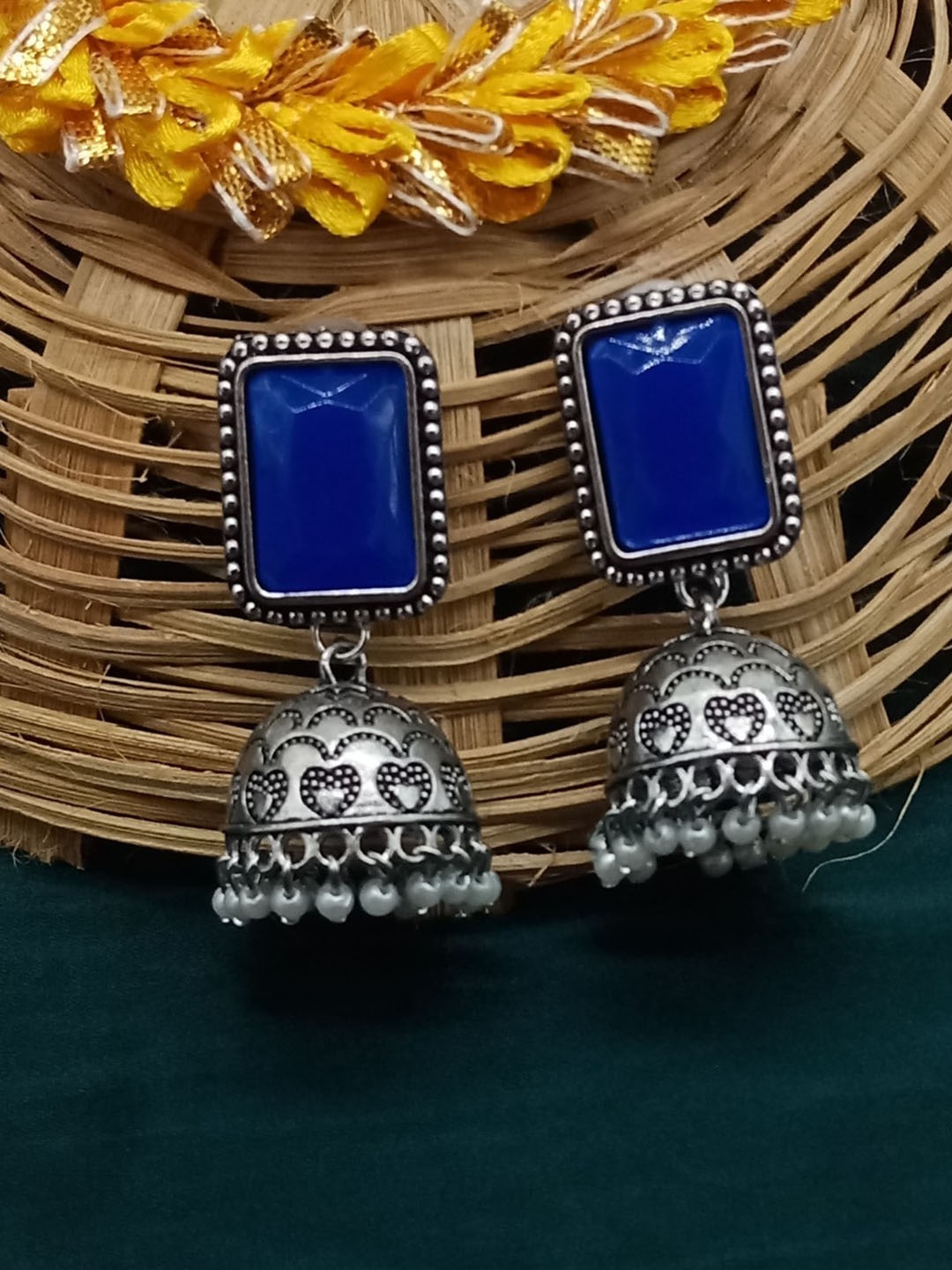 

AASHISH IMITATION Blue Contemporary Jhumkas Earrings