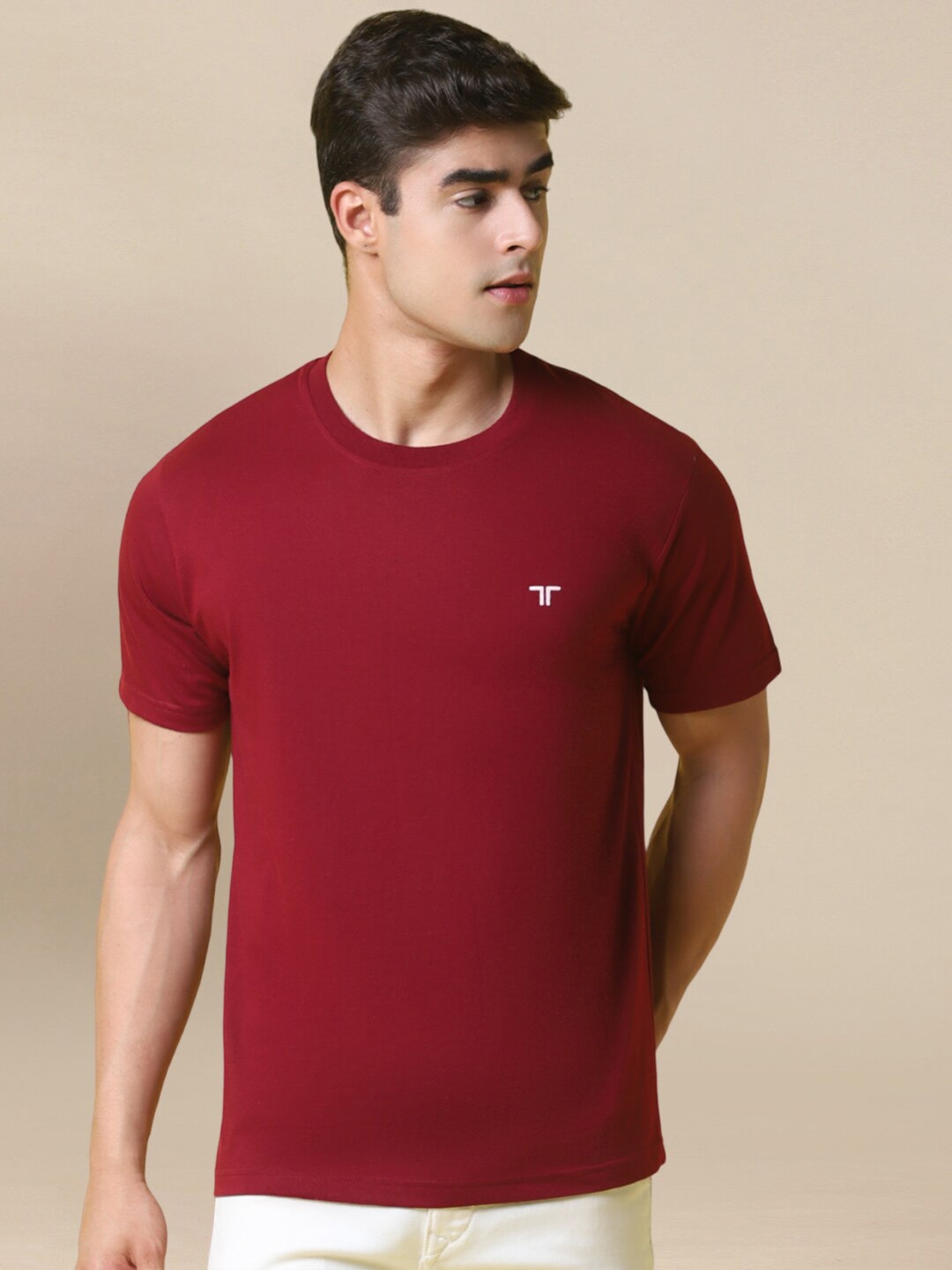

1 Stop Fashion Regular Fit Round Neck Cotton T-shirt, Maroon