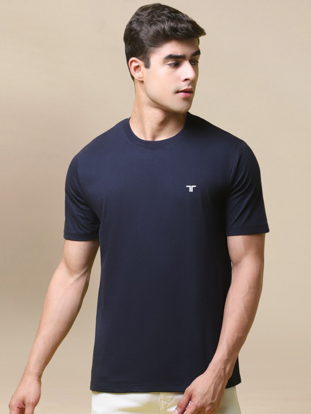 

1 Stop Fashion Regular Fit Round Neck Cotton T-shirt, Navy blue