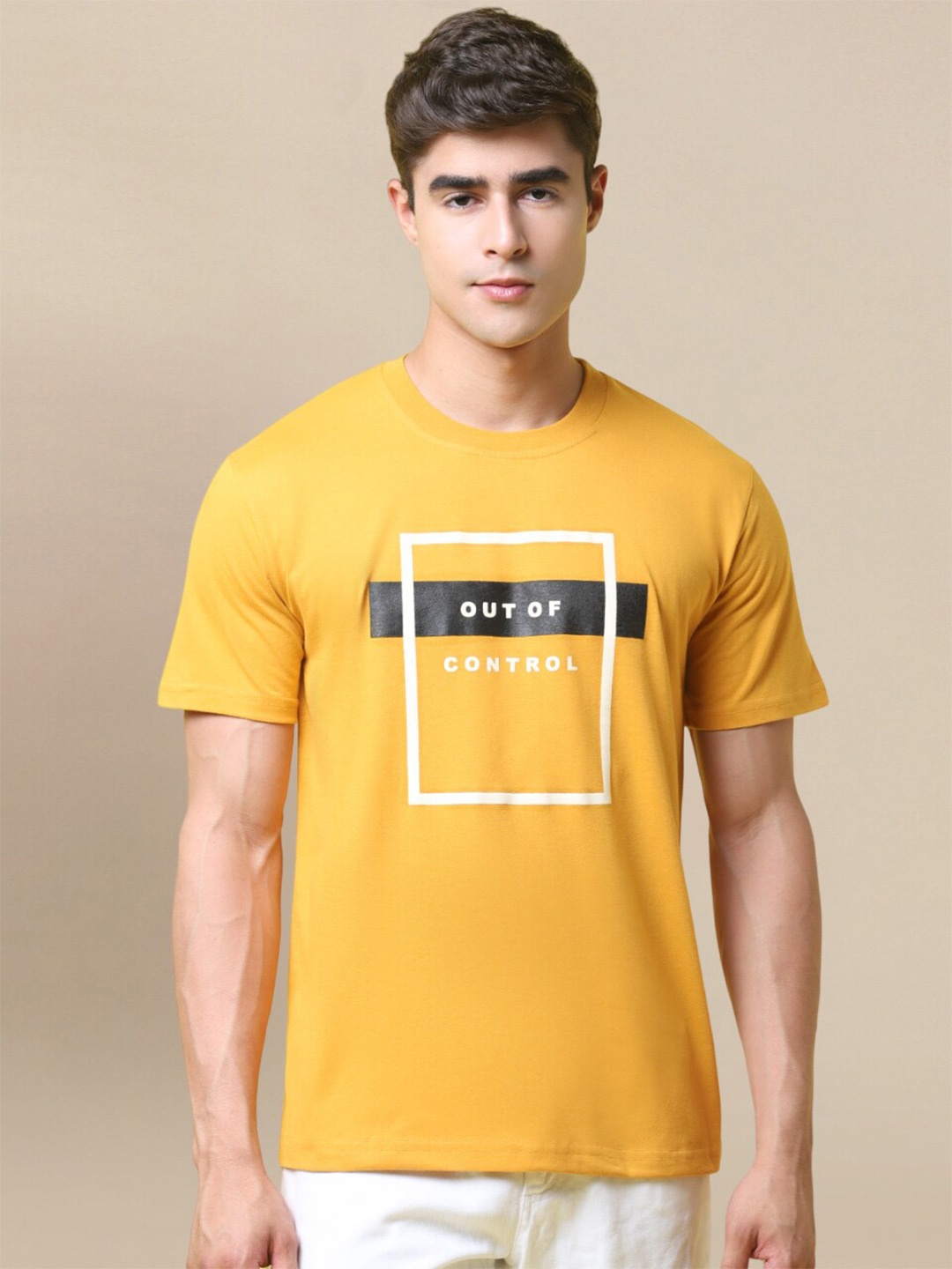

1 Stop Fashion Typography Printed T-shirt, Yellow