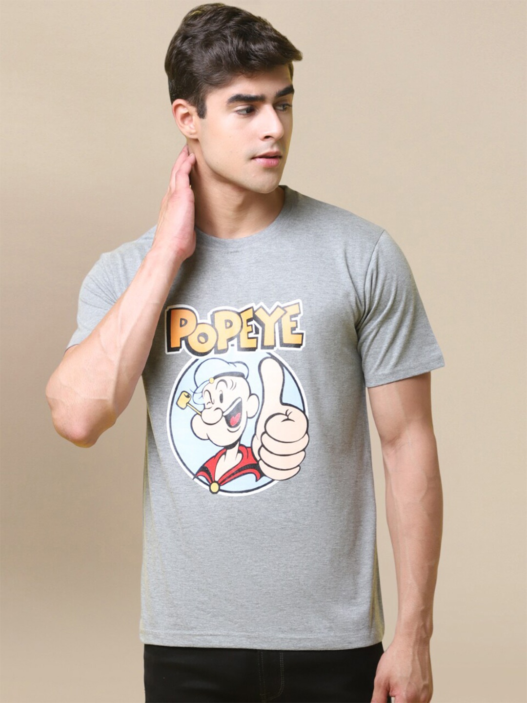 

1 Stop Fashion Popeye Printed T-shirt, Grey