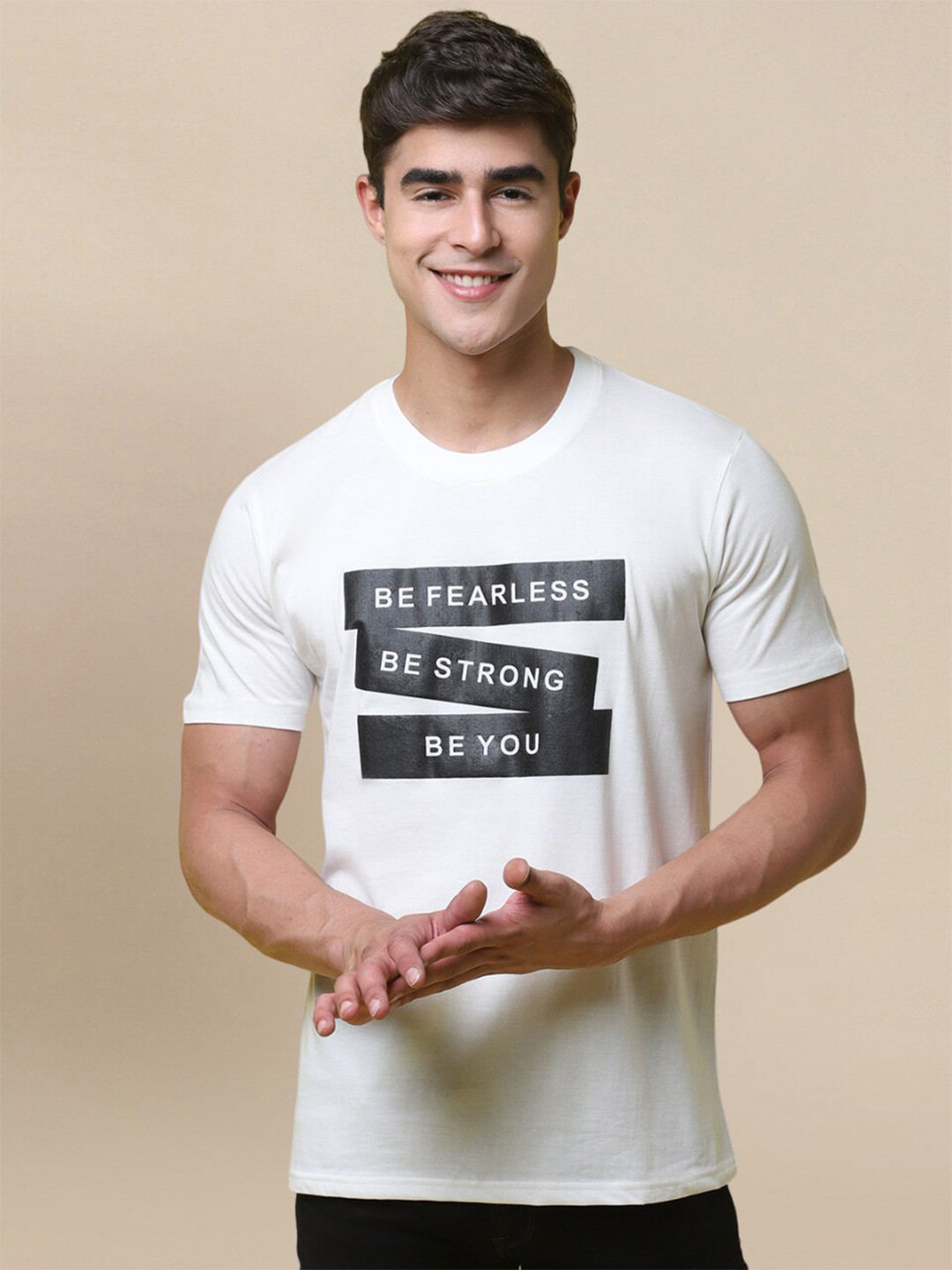 

1 Stop Fashion Typography Printed T-shirt, White