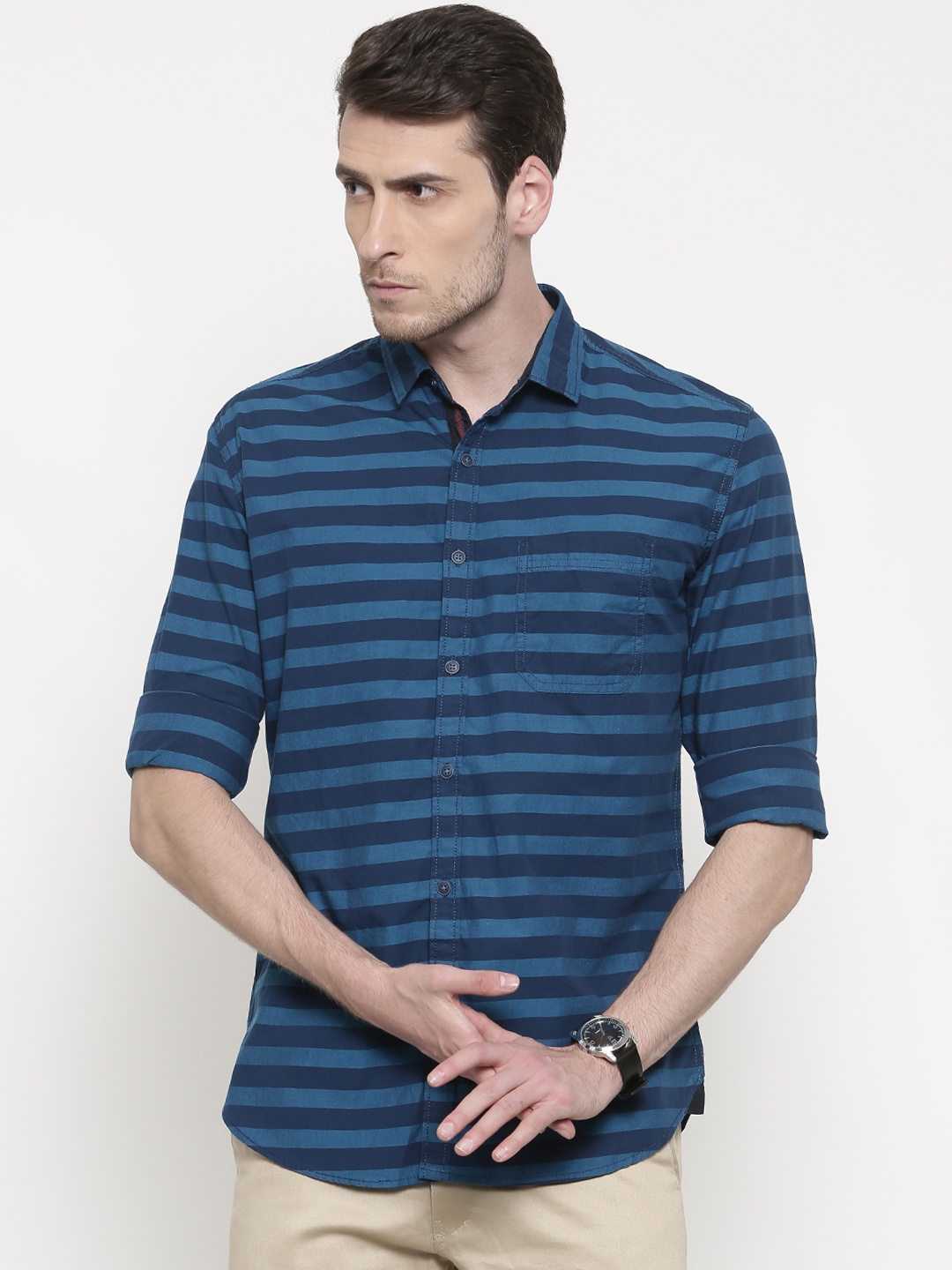 

Nature Casuals Men Blue Slim Fit Striped Casual Shirt