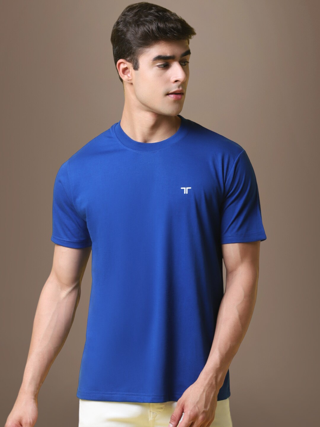 

1 Stop Fashion Round Neck Cotton T-shirt, Blue
