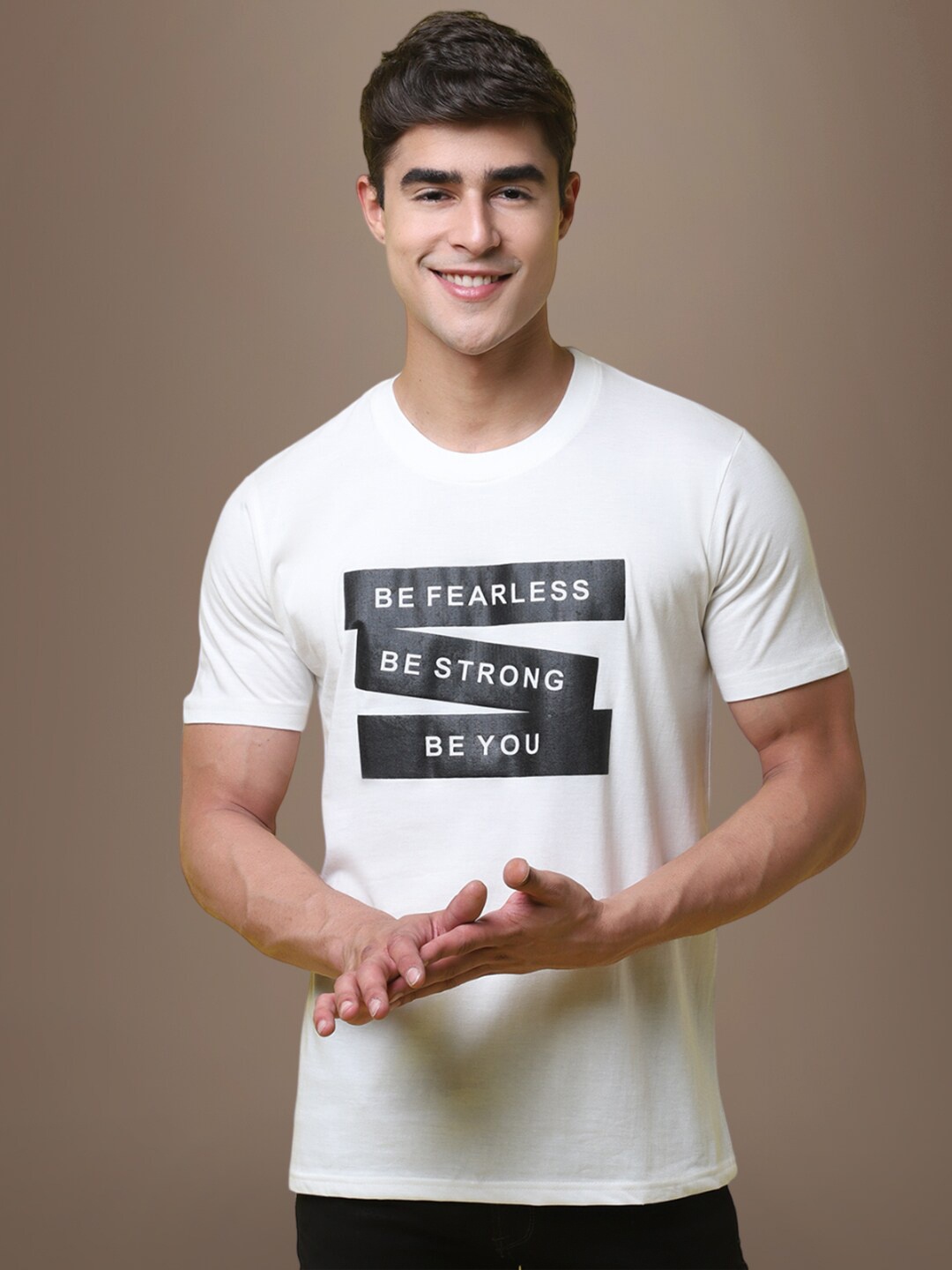 

1 Stop Fashion Typography Printed Cotton T-shirt, White