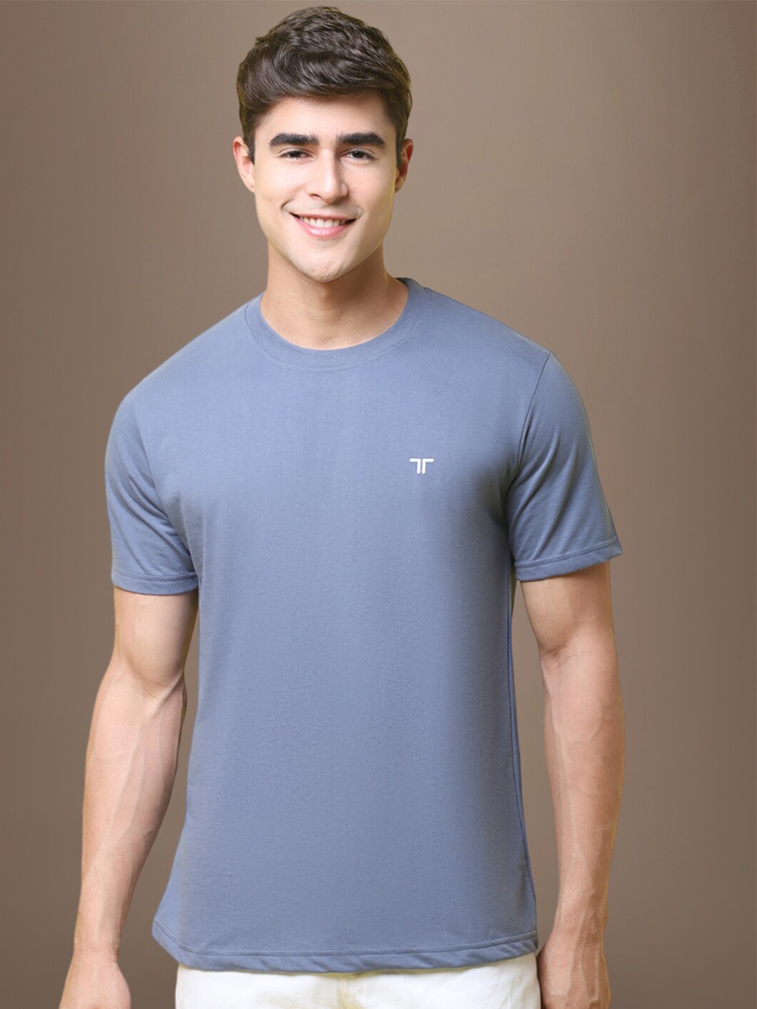 

1 Stop Fashion Round Neck Regular Fit Cotton T-shirt, Grey