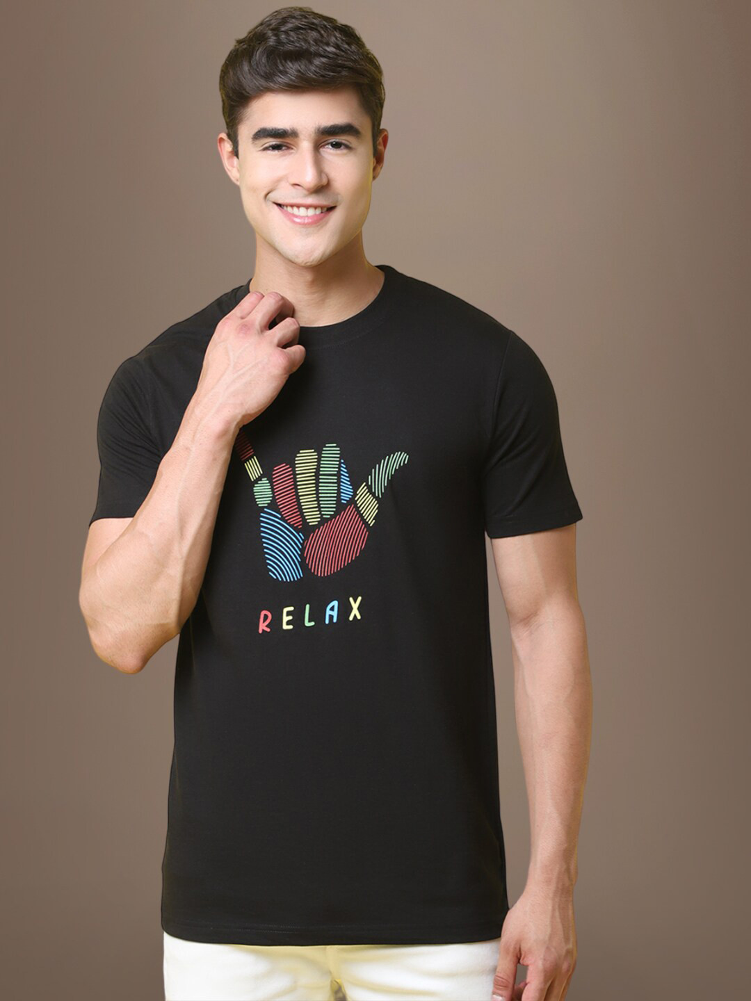 

1 Stop Fashion Graphic Printed Cotton T-shirt, Black