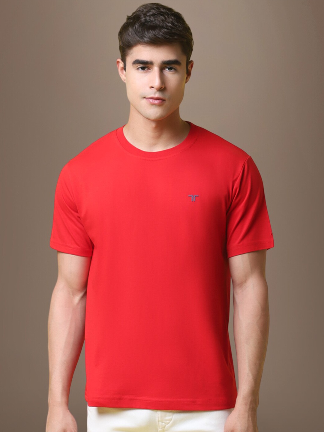 

1 Stop Fashion Round Neck Regular Fit Cotton T-shirt, Red