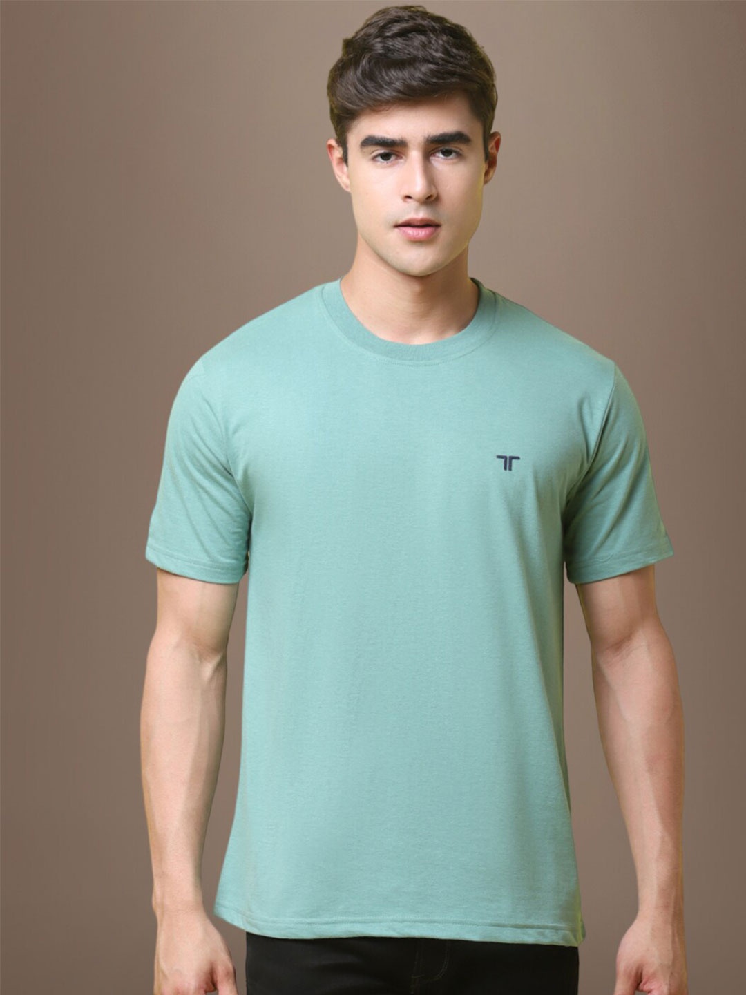 

1 Stop Fashion Round Neck Regular Fit Cotton T-shirt, Green