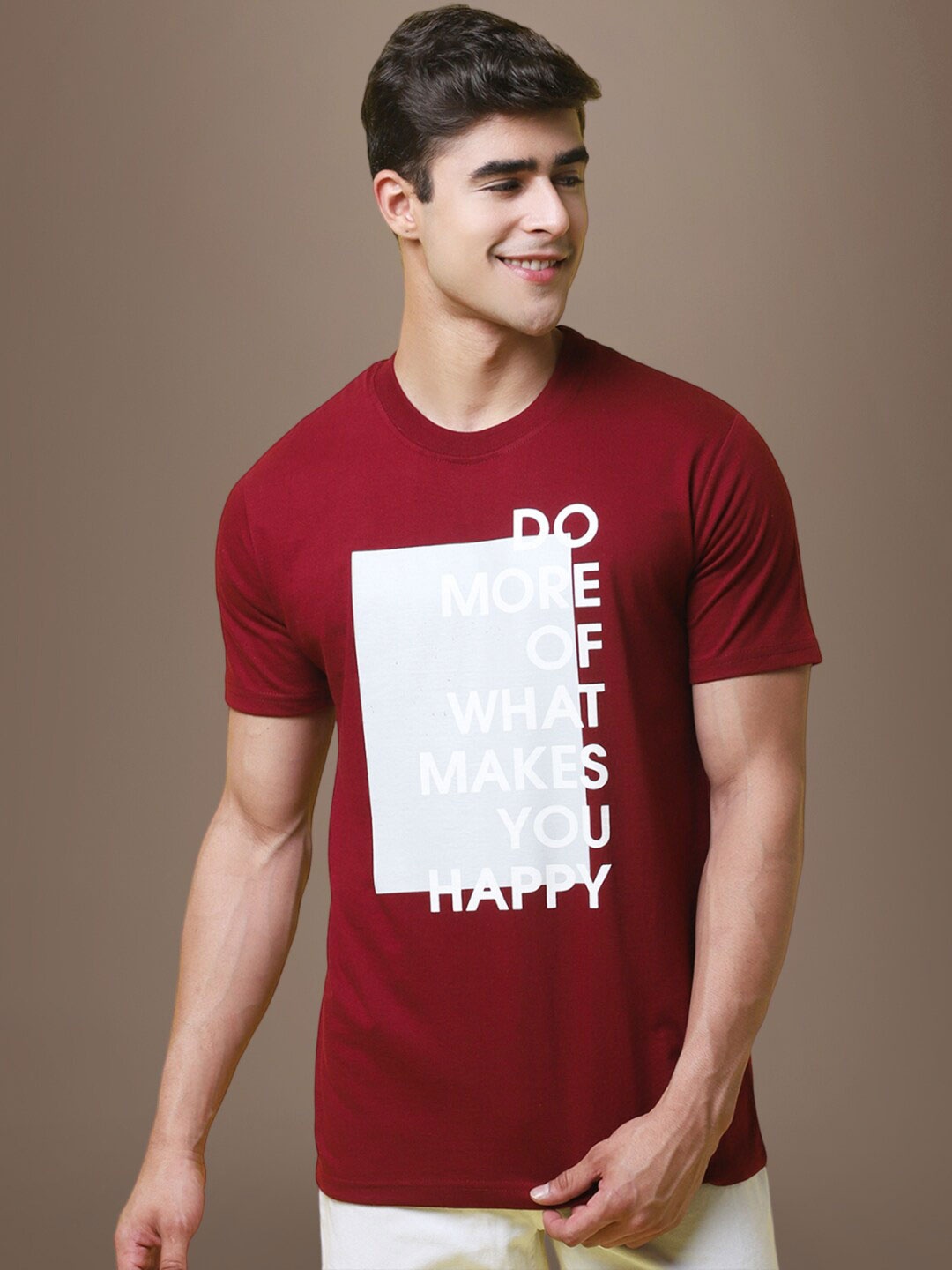 

1 Stop Fashion Typography Printed Cotton T-shirt, Red