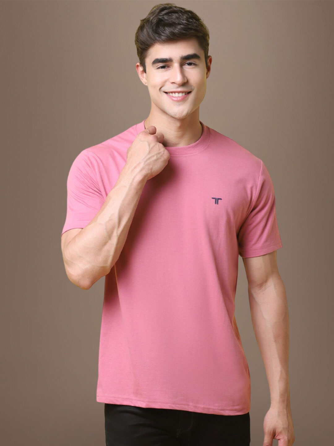 

1 Stop Fashion Round Neck Regular Fit Cotton T-shirt, Pink