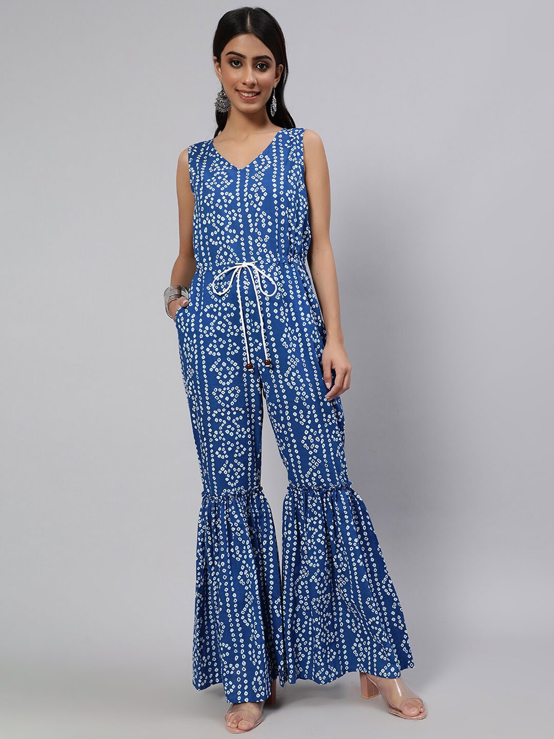 

AKS Printed Basic Jumpsuit, Blue