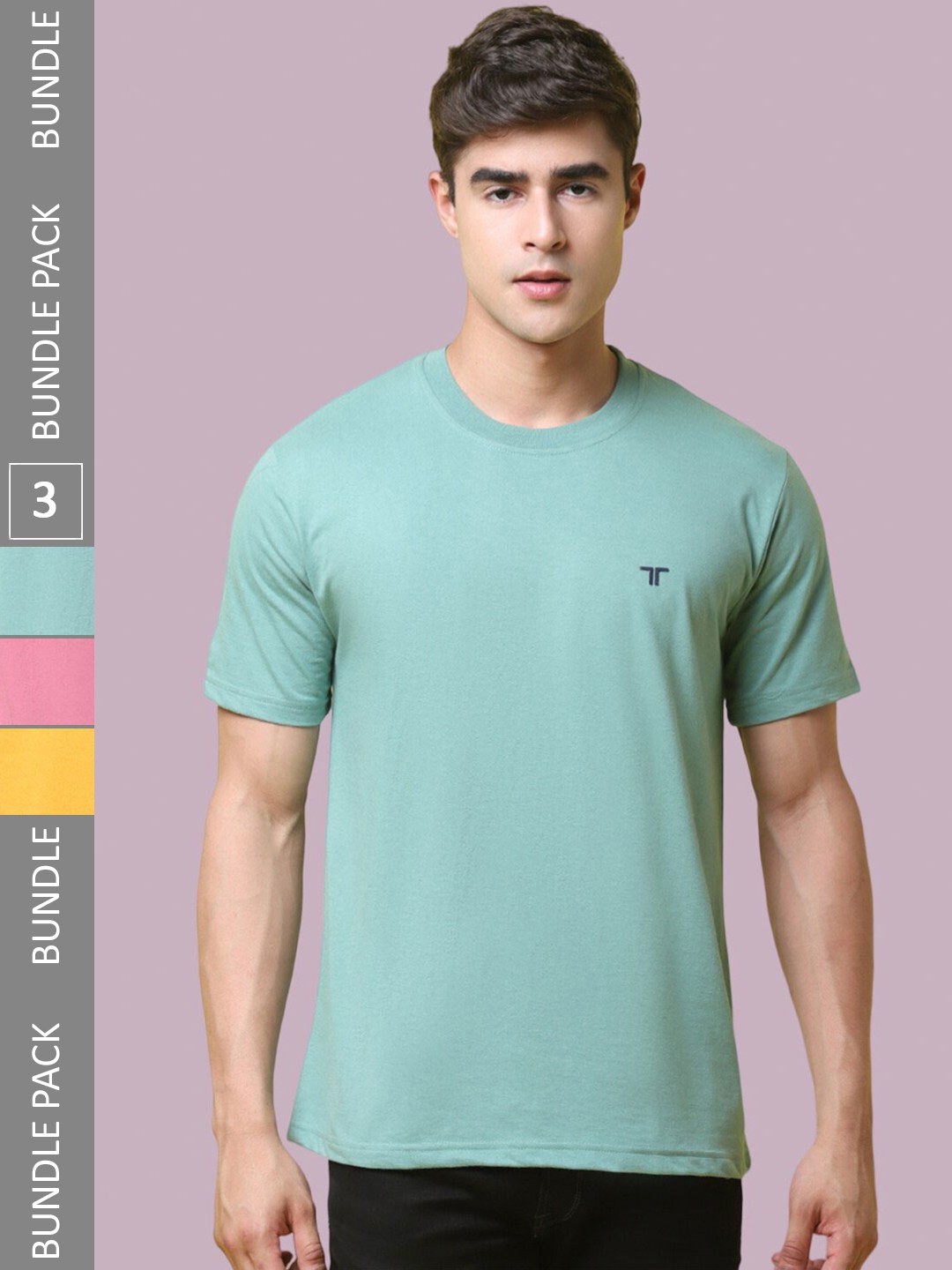 

1 Stop Fashion Pack Of 3 Round Neck Cotton T-shirt, Green