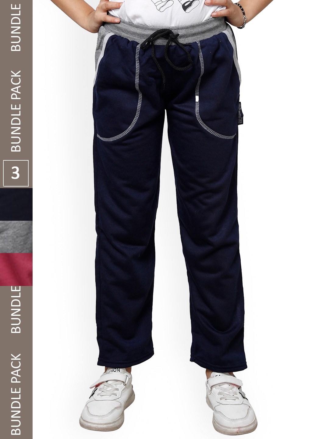 

IndiWeaves Girls Pack Of 3 Track Pants, Grey