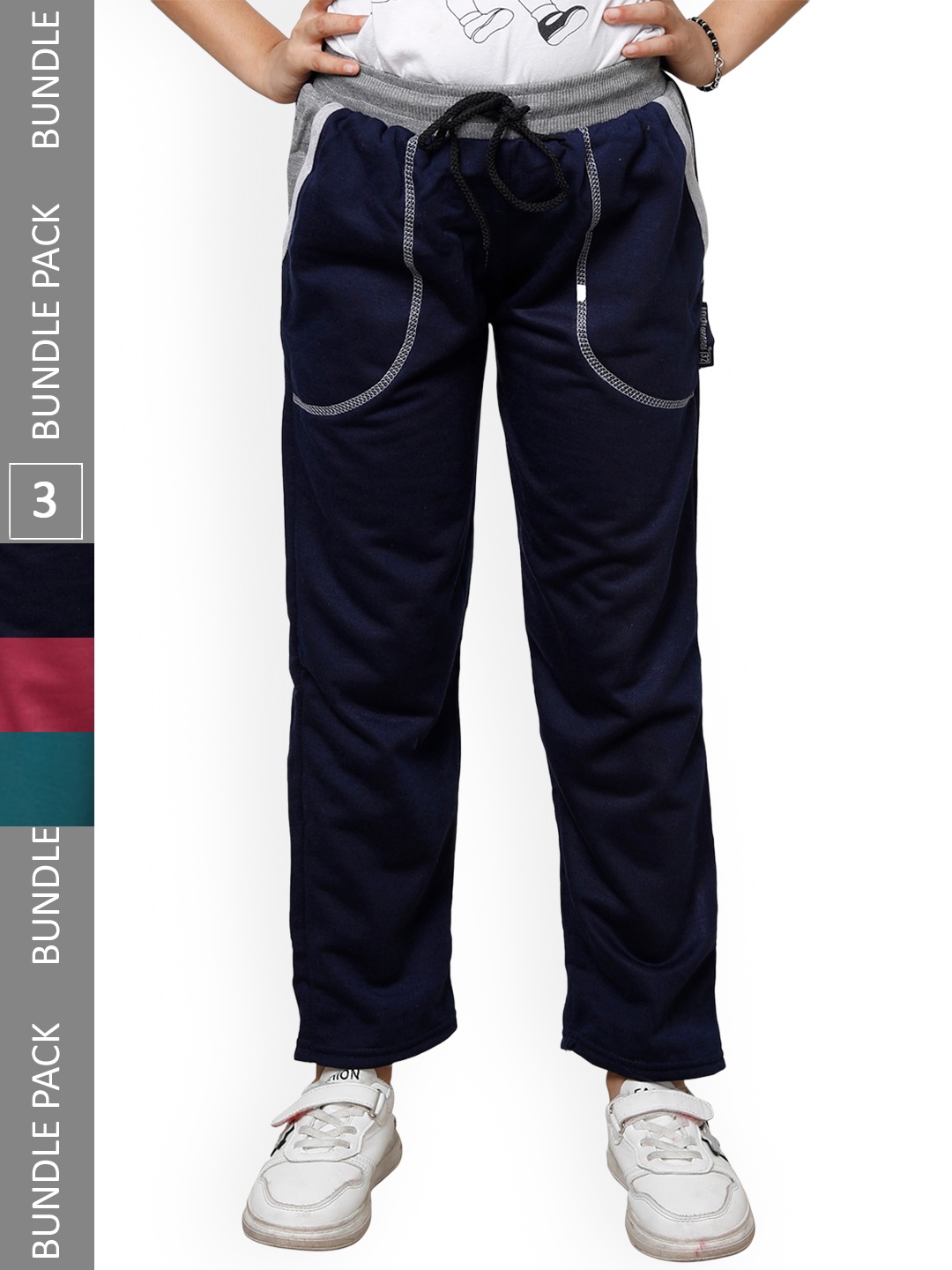 

IndiWeaves Girls Pack Of 3 Track Pants, Blue
