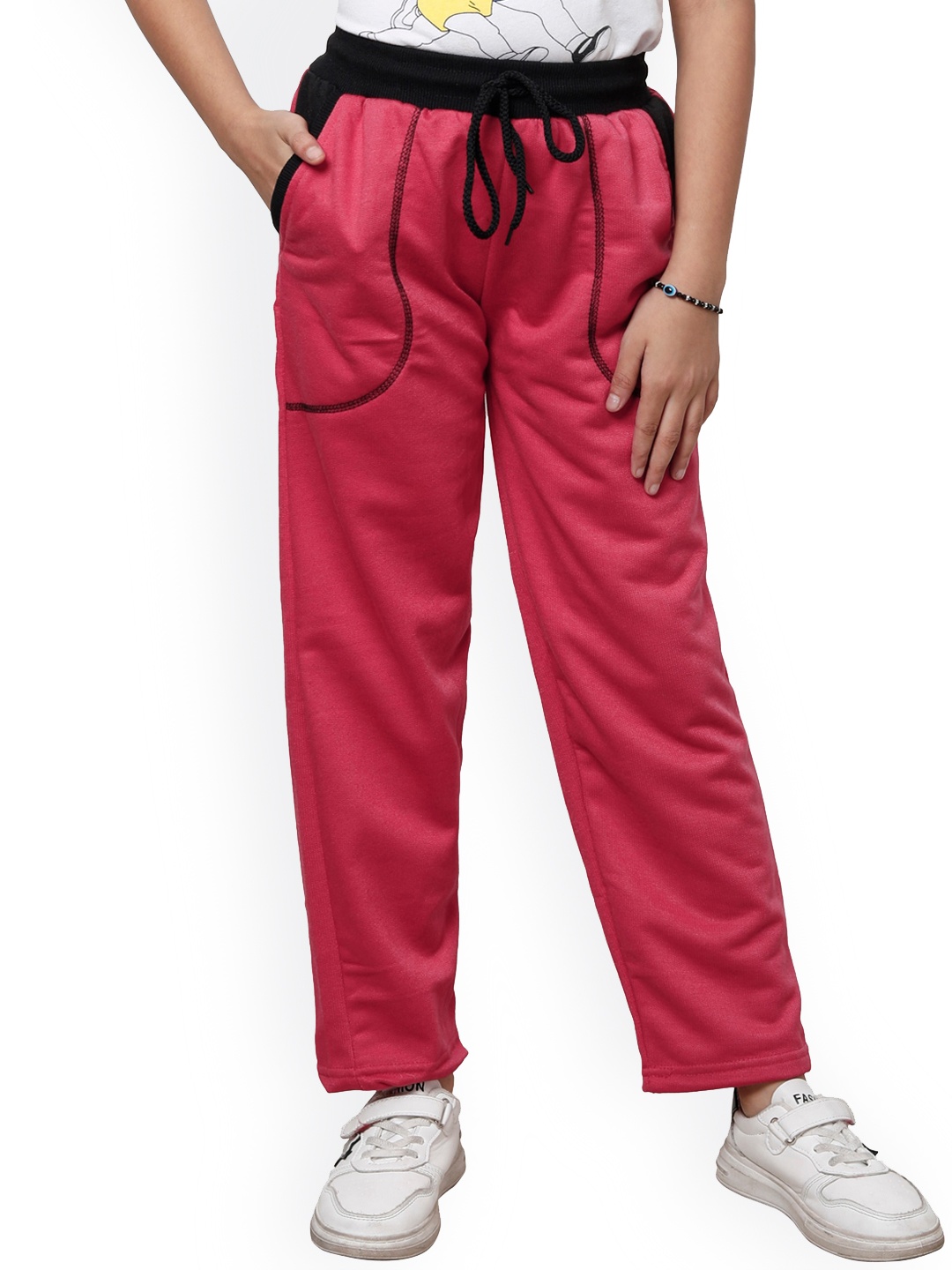 

IndiWeaves Girls Mid-Rise Track Pants, Pink