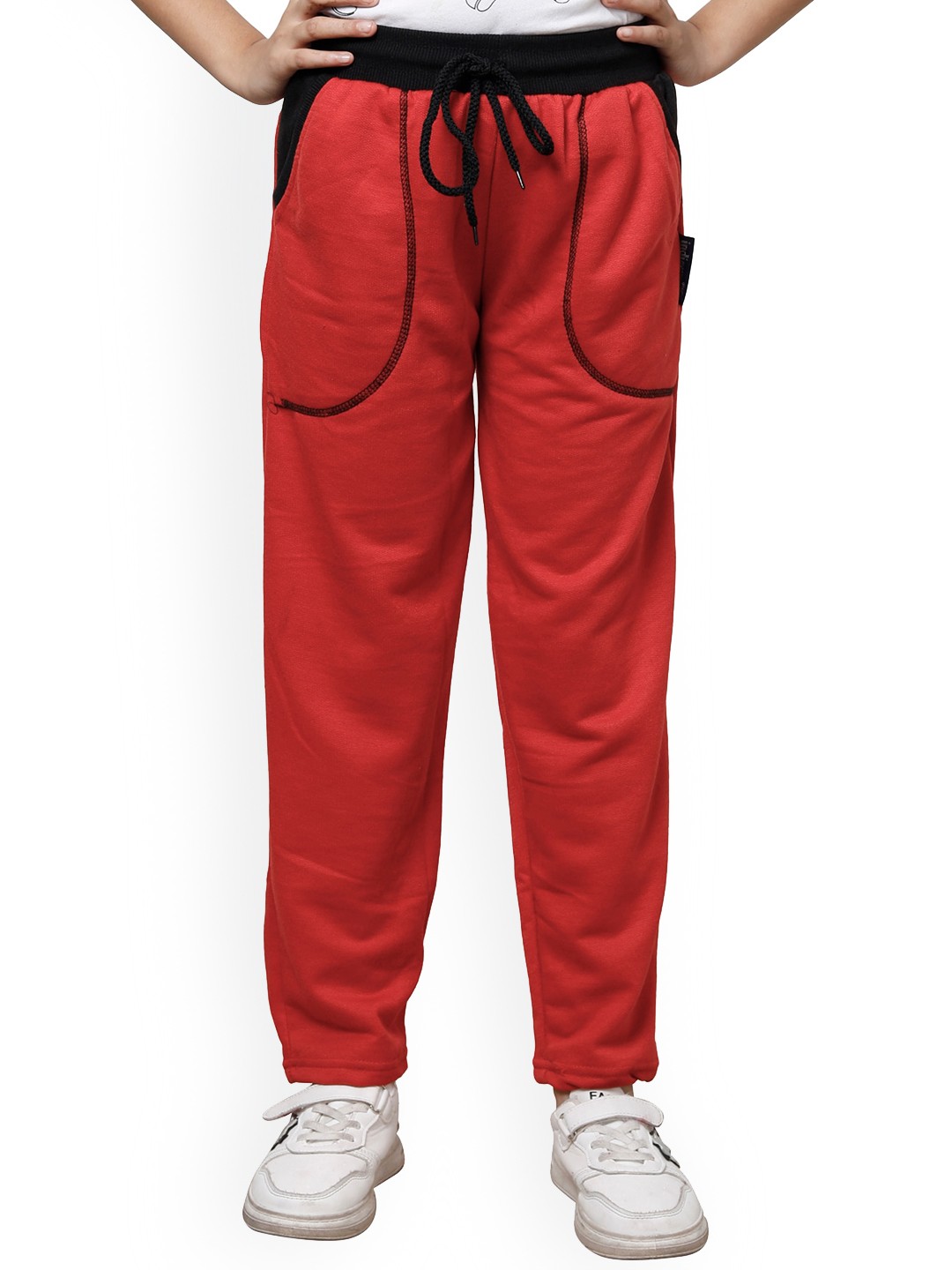 

IndiWeaves Girls Regular Fit Mid-Rise Track Pants, Red