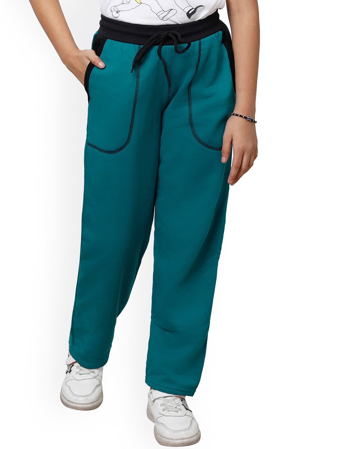 

IndiWeaves Girls Mid-Rise Track Pants, Teal