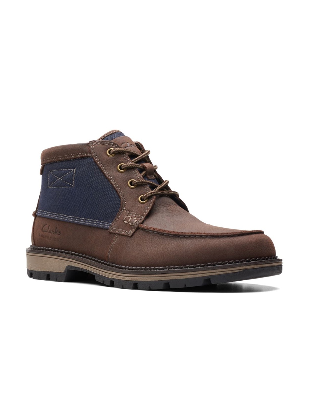 

Clarks Men Colourblocked Leather Mid-Top Regular Boots, Brown
