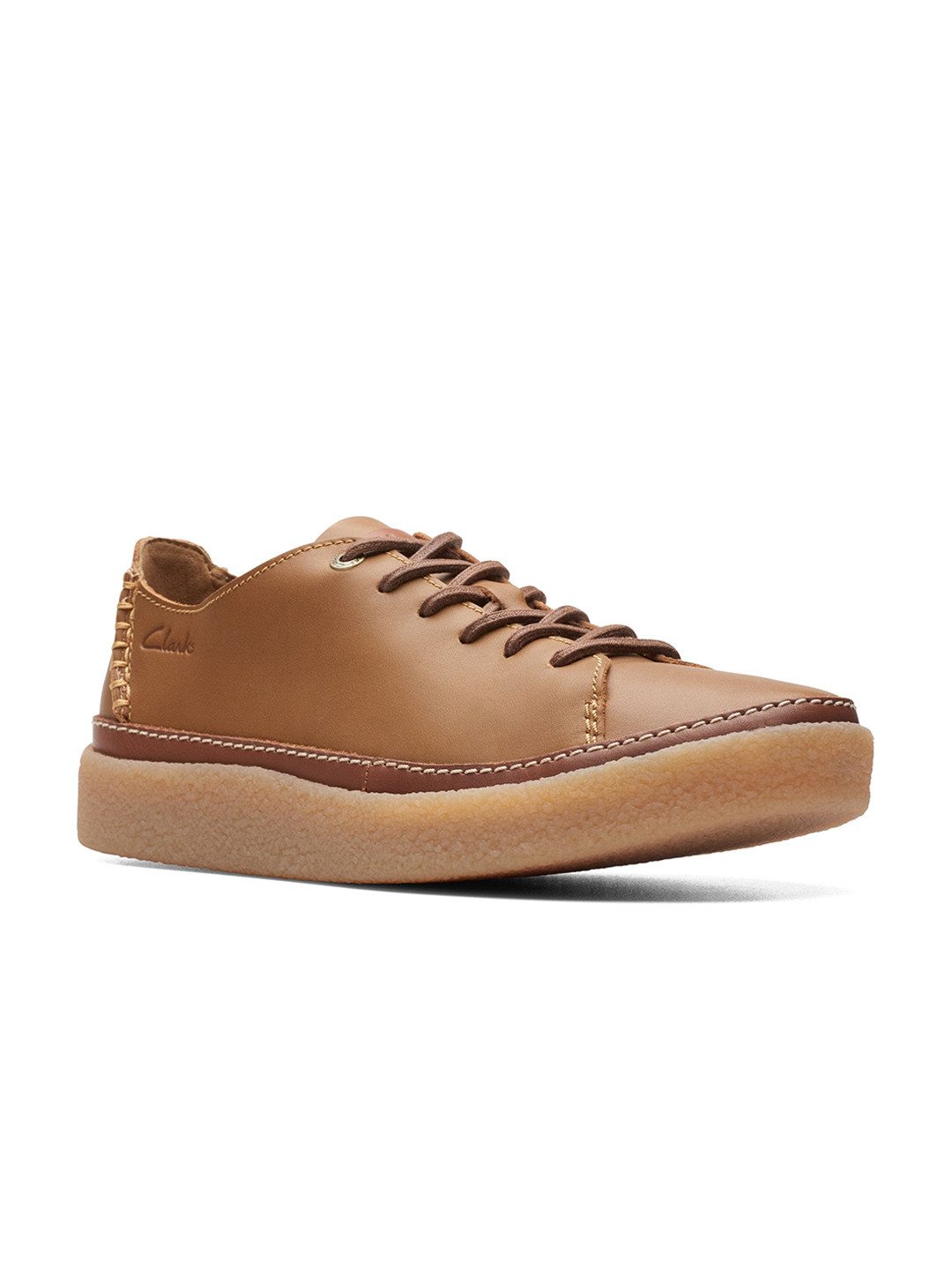 

Clarks Men Memory Foam Leather Lace-Up Sneakers, Tan