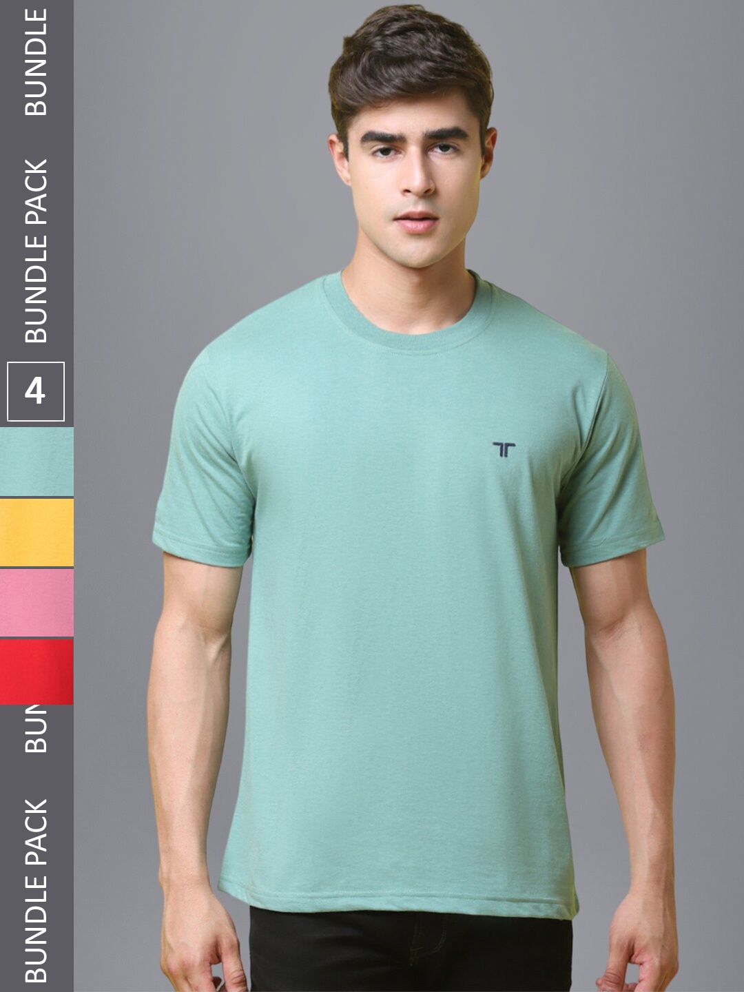 

1 Stop Fashion Pack Of 4 Regular Fit Round Neck Cotton T-shirt, Sea green
