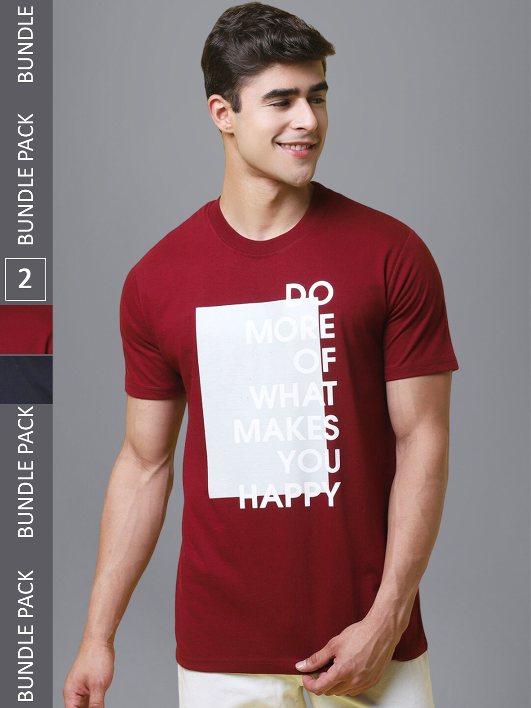 

1 Stop Fashion Pack of 2 Typography Printed Cotton T-shirt, Red