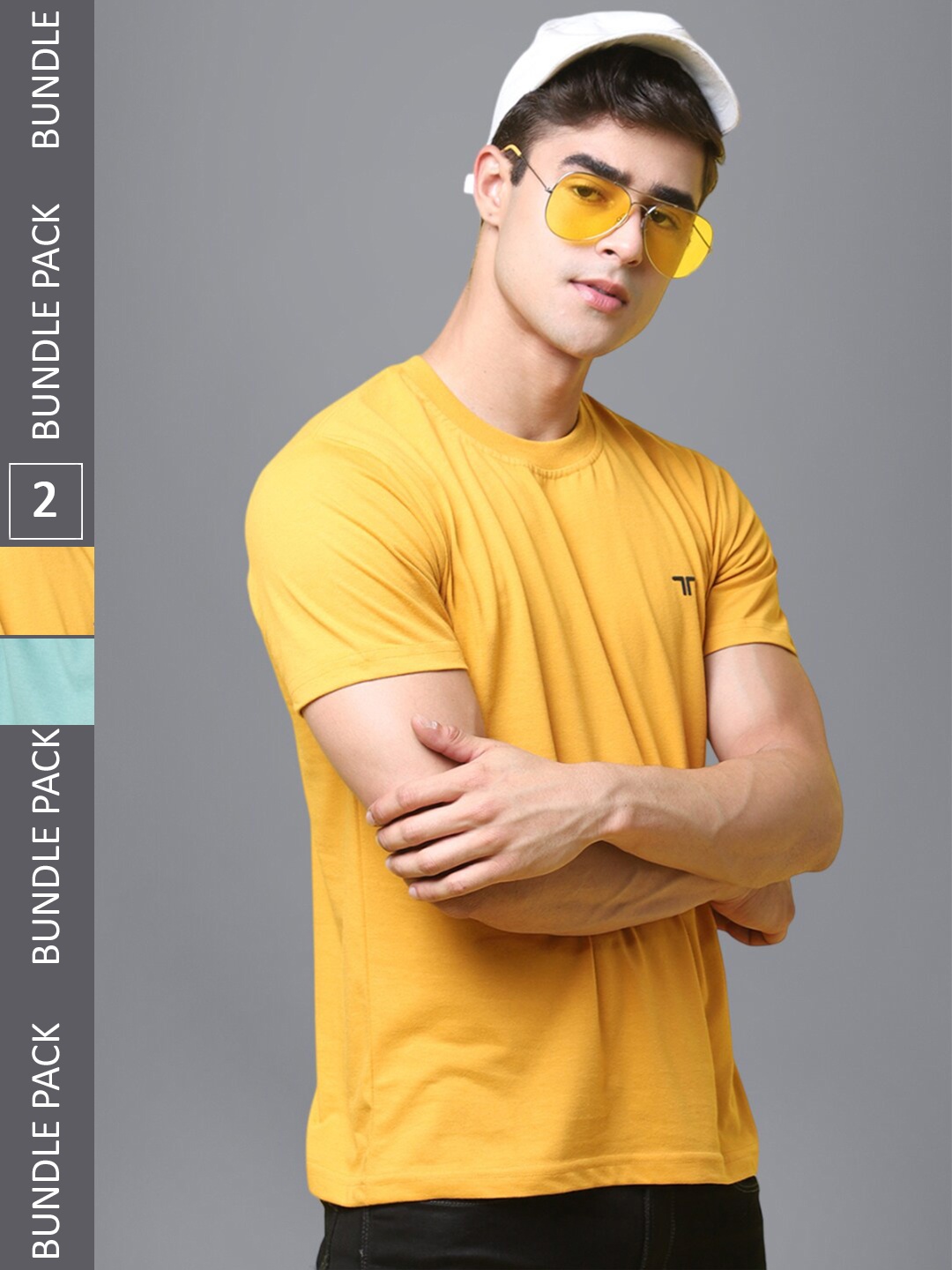 

1 Stop Fashion Pack of 2 Cotton T-shirt, Yellow