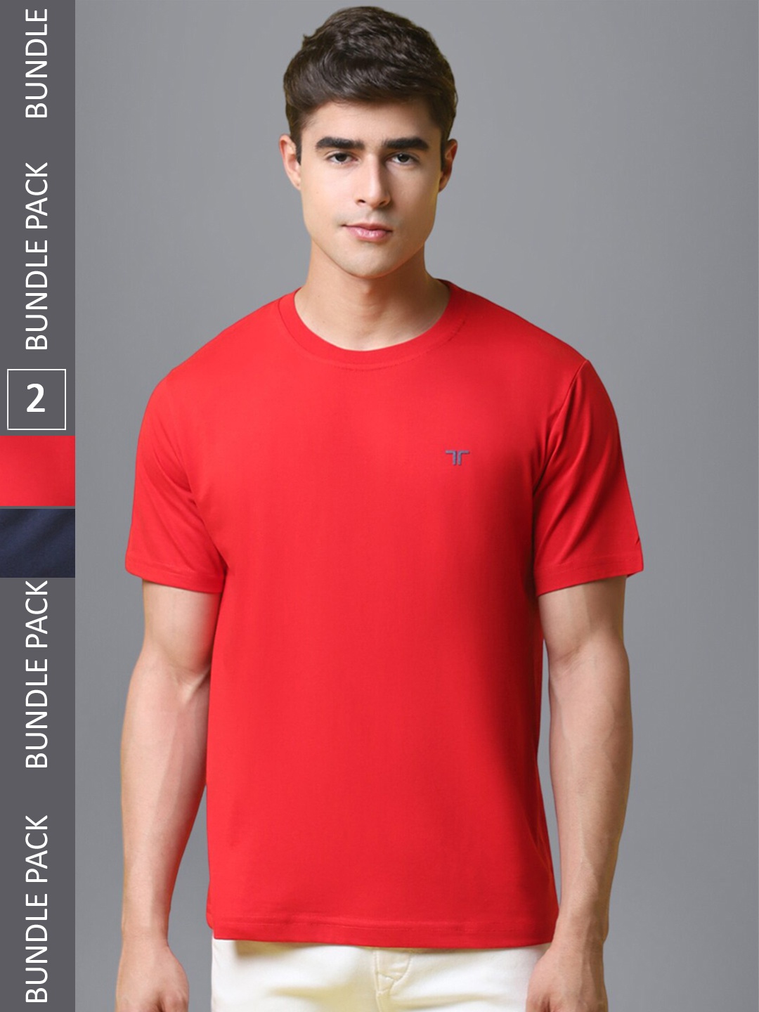 

1 Stop Fashion Pack Of 2 Cotton T-shirt, Red