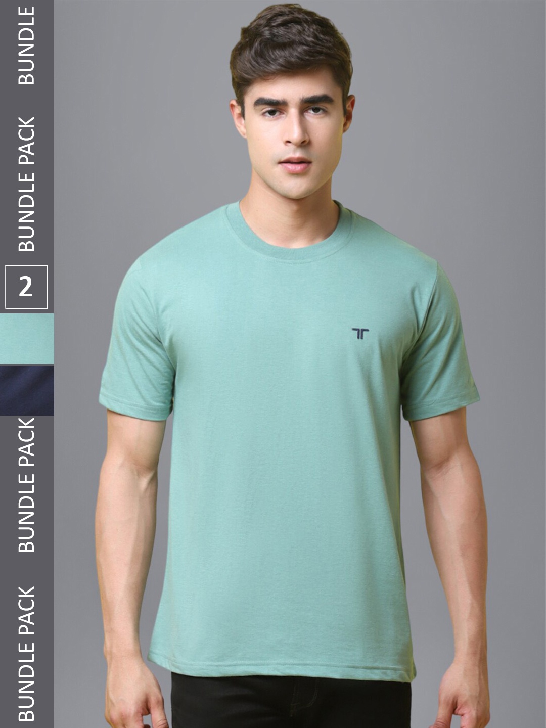 

1 Stop Fashion Pack Of 2 Cotton T-shirt, Sea green