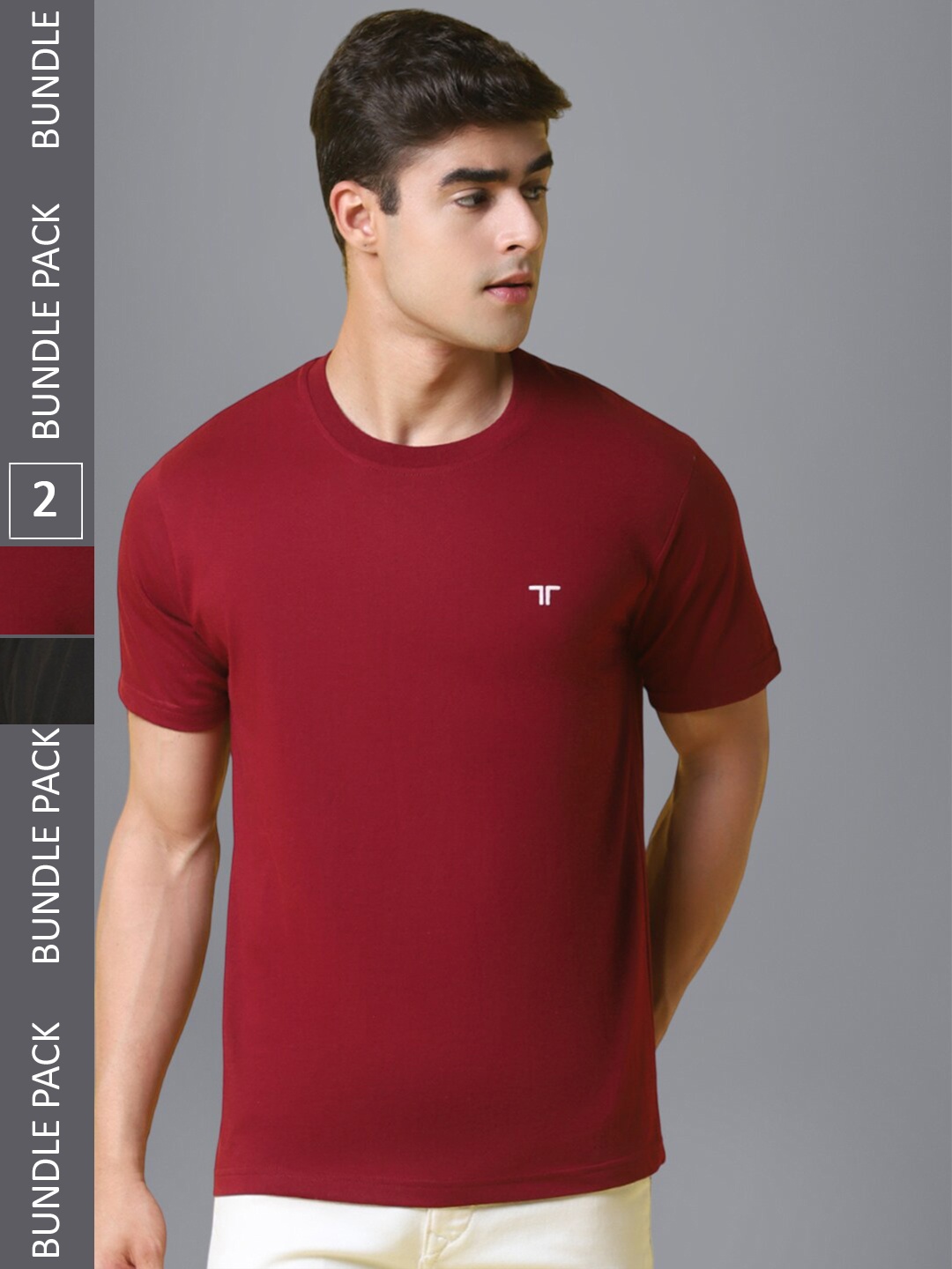 

1 Stop Fashion Pack of 2 Cotton T-shirt, Red