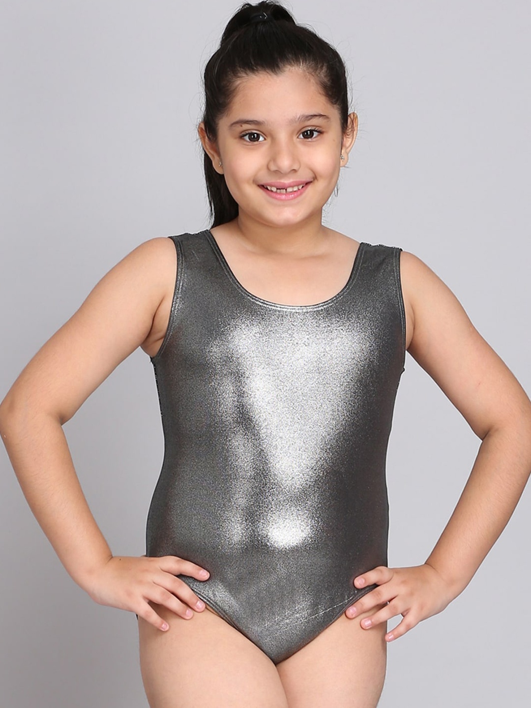 

The Dance Bible Girls Printed Ballet Dance Gymnastics Leotard Bodysuit, Silver