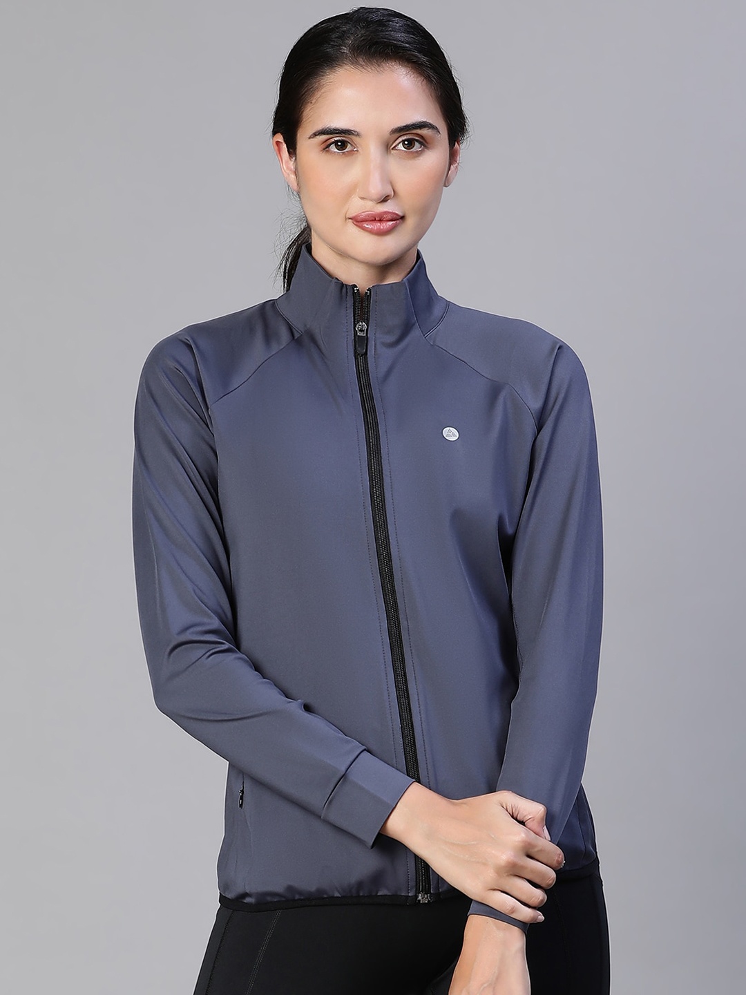 

ATHLISIS Mock Collar Long Sleeves Lightweight Sporty Jacket, Grey
